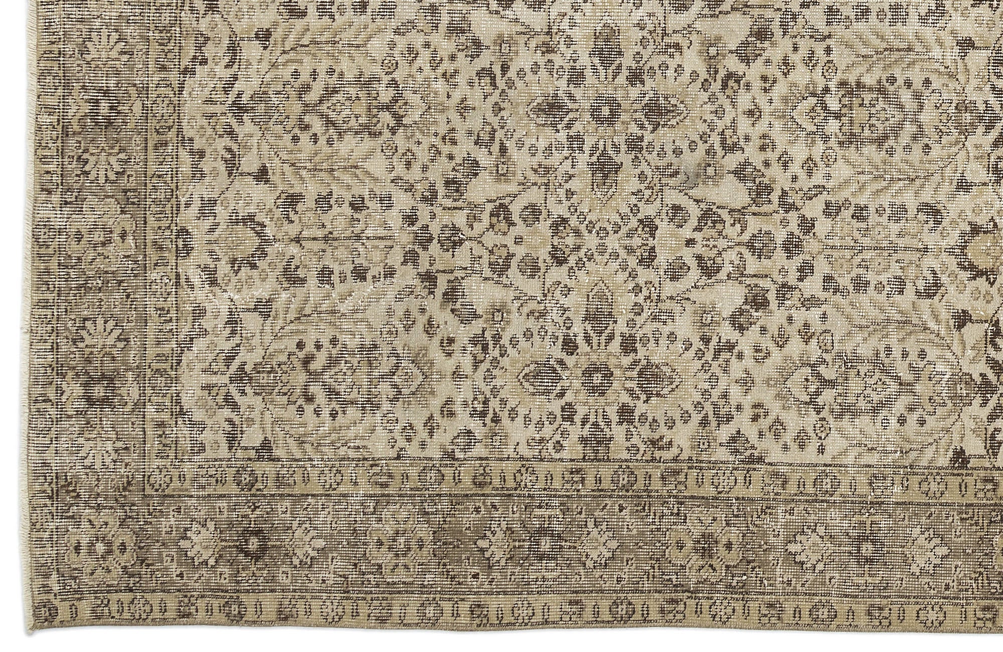Atina Beige Vintage Wool Handmade Area Rug 5'6" x 8'2"