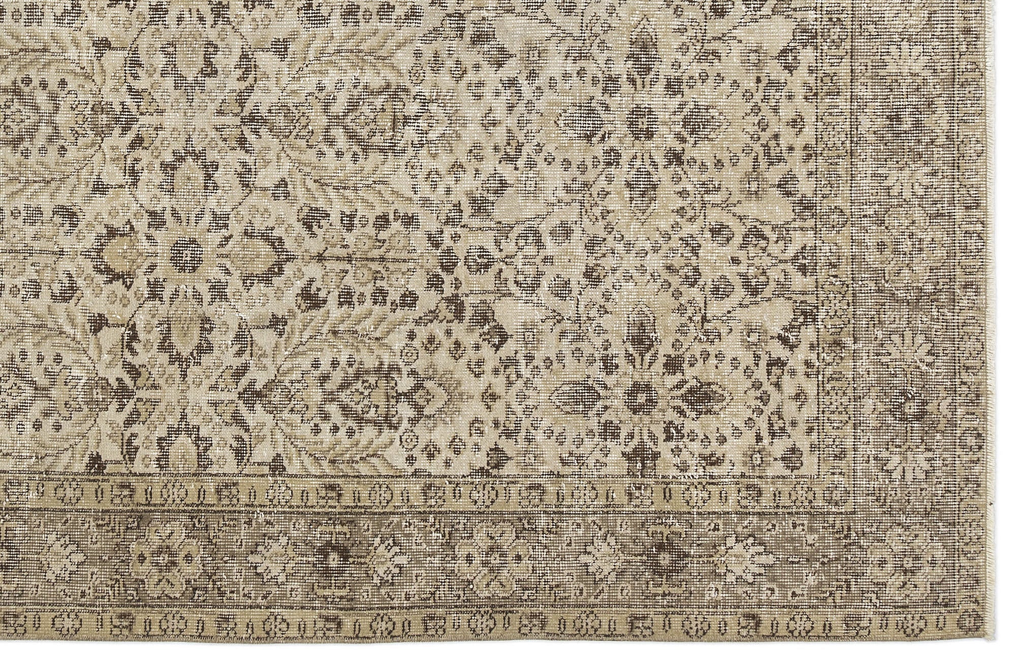 Atina Beige Vintage Wool Handmade Area Rug 5'6" x 8'2"