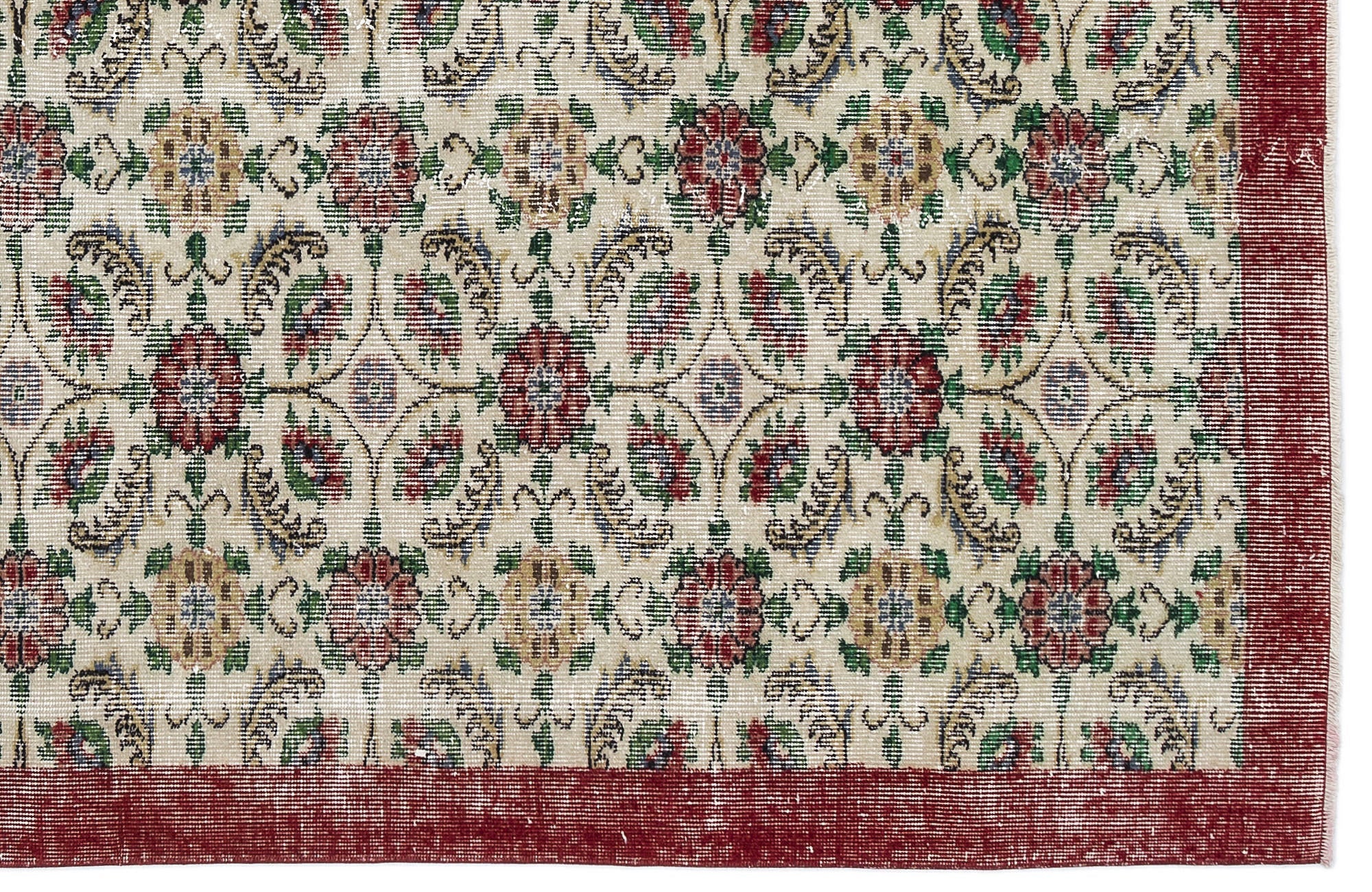 Atina Cream Vintage Wool Handmade Area Rug 6'2" x 9'4"