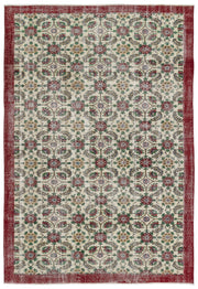 Atina Cream Vintage Wool Handmade Area Rug 6'2" x 9'4"