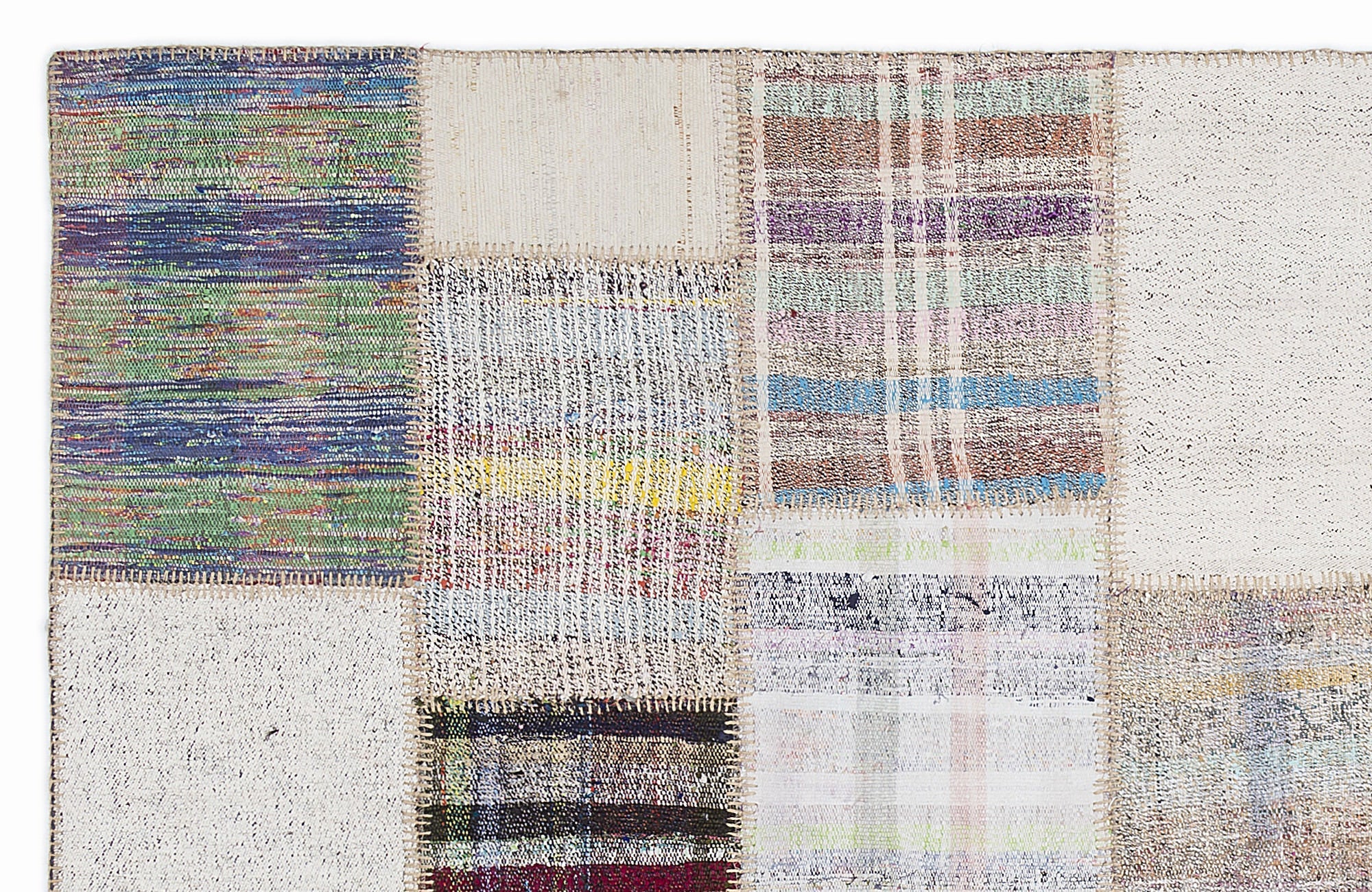 Teselya 1038 Beige Striped Wool Handmade Area Rug 5'3" x 7'7"