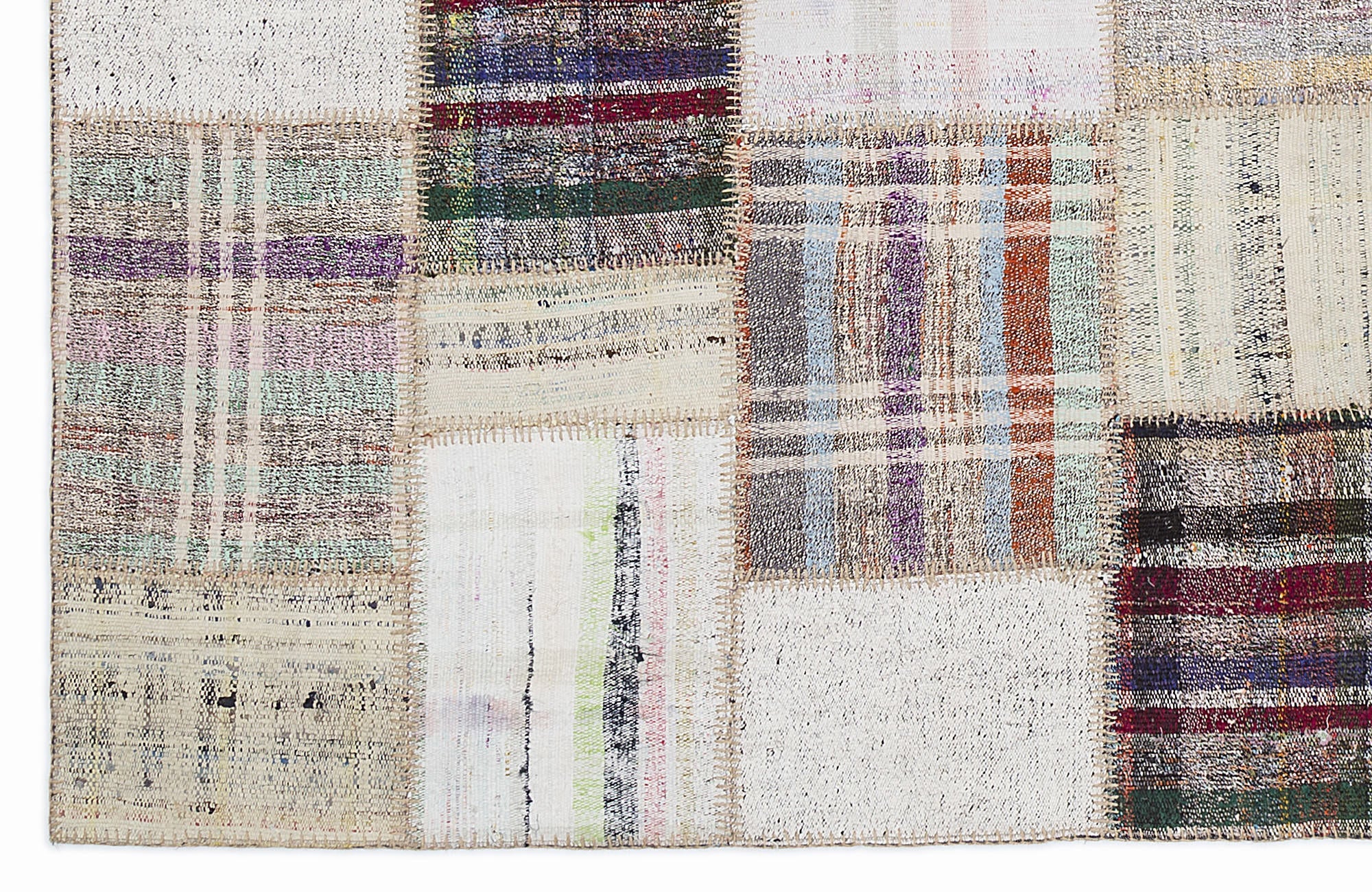 Teselya 1038 Beige Striped Wool Handmade Area Rug 5'3" x 7'7"