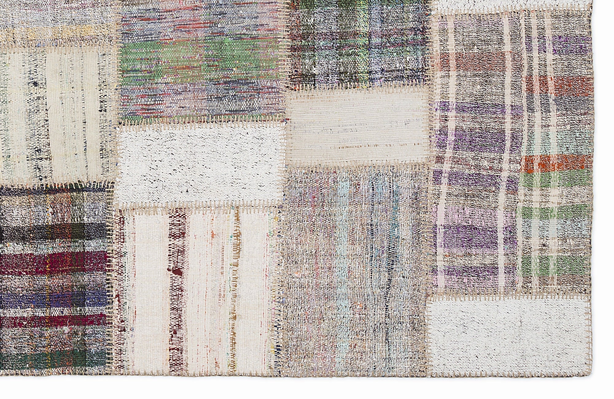 Teselya 1038 Beige Striped Wool Handmade Area Rug 5'3" x 7'7"