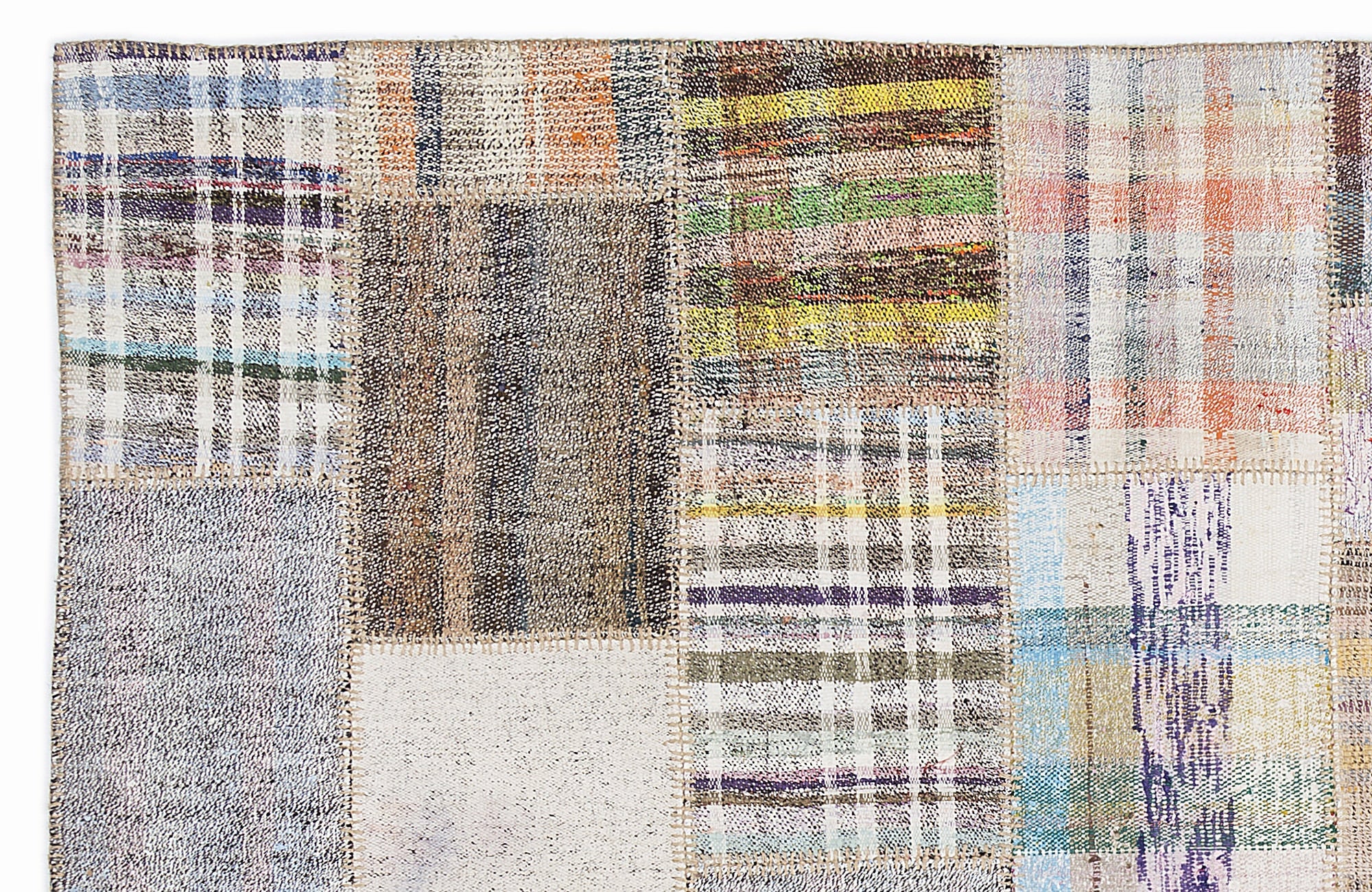 Teselya 1040 Beige Striped Wool Handmade Area Rug 5'3" x 7'7"