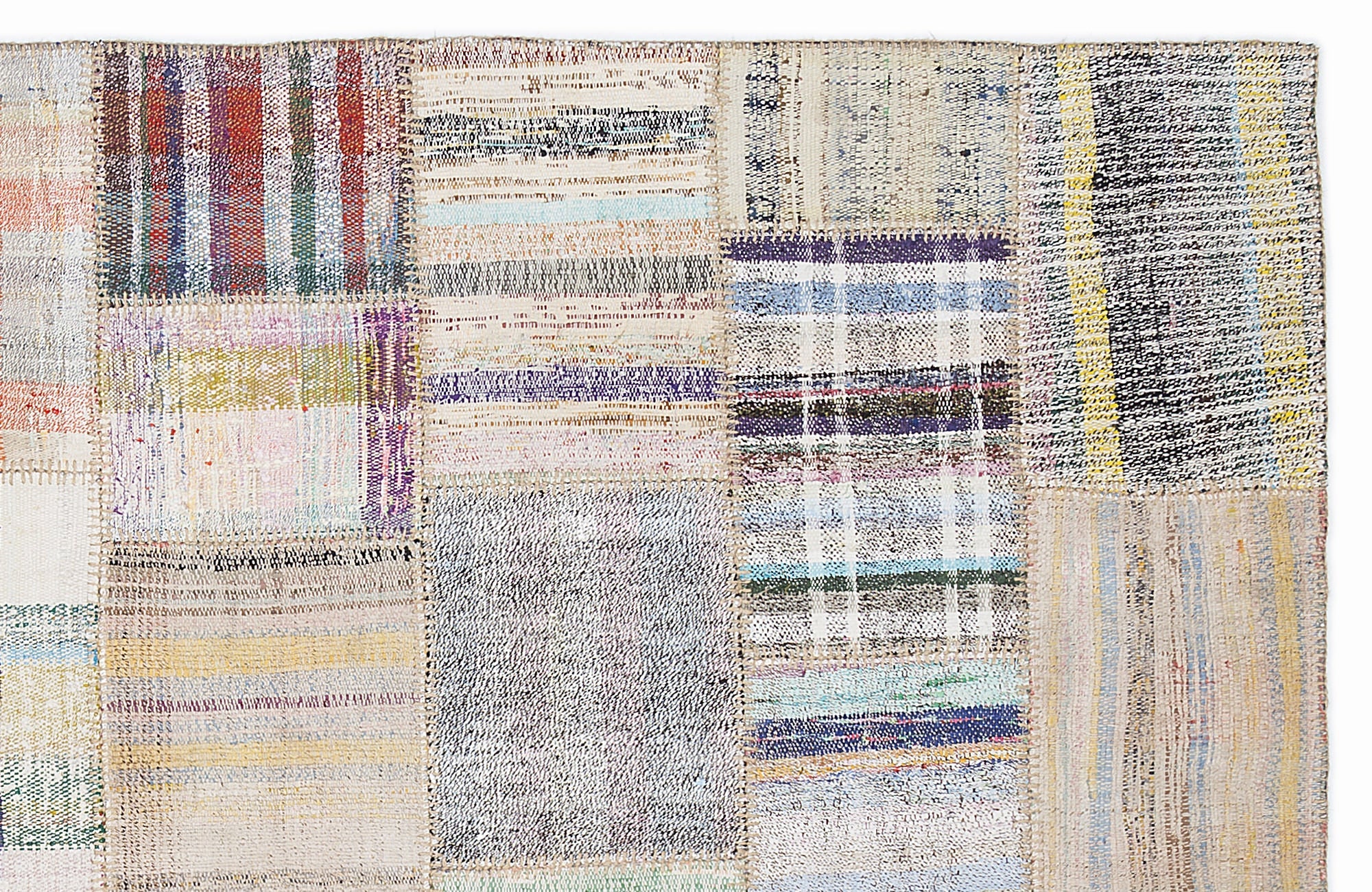 Teselya 1040 Beige Striped Wool Handmade Area Rug 5'3" x 7'7"