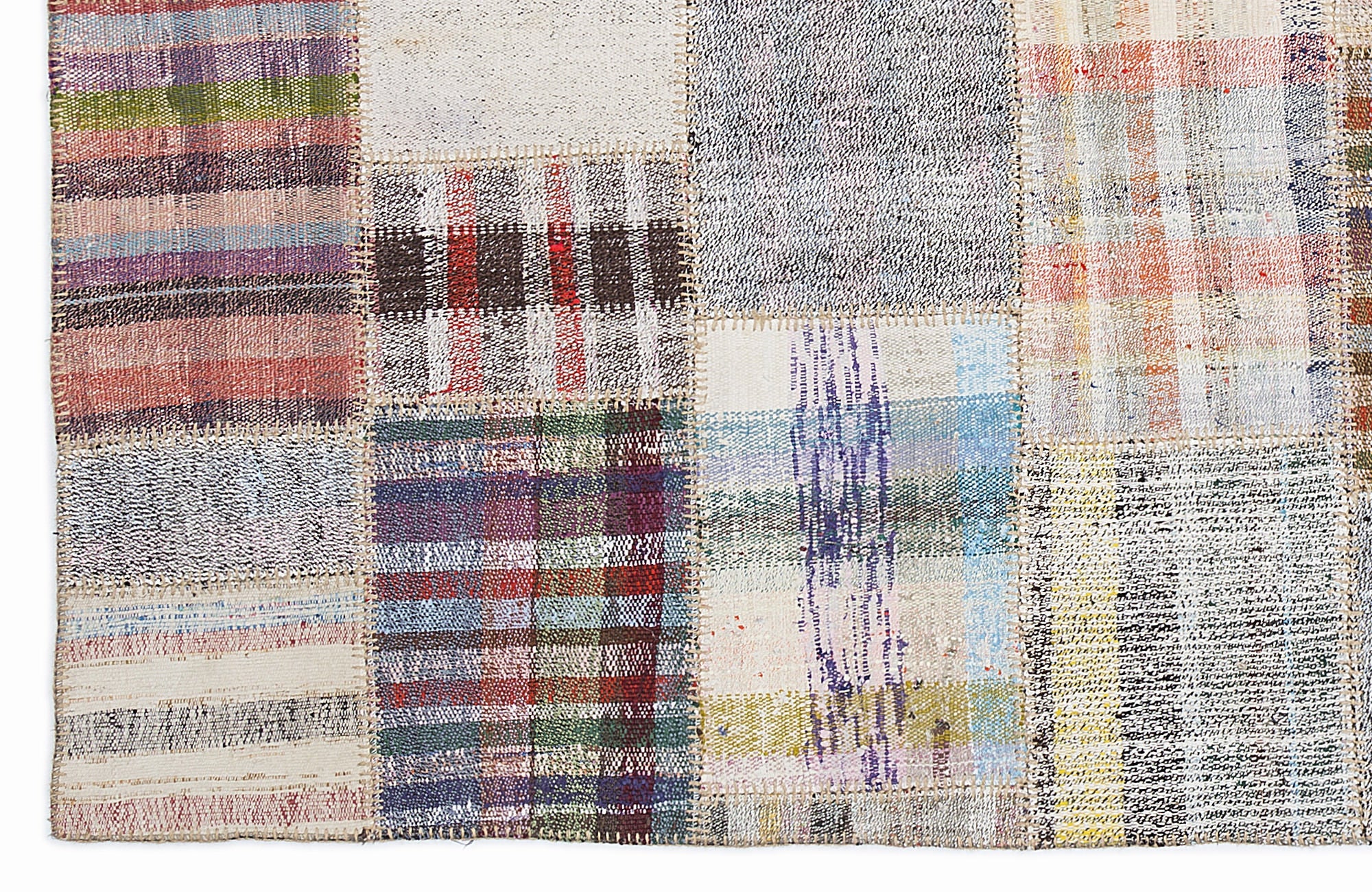 Teselya 1040 Beige Striped Wool Handmade Area Rug 5'3" x 7'7"