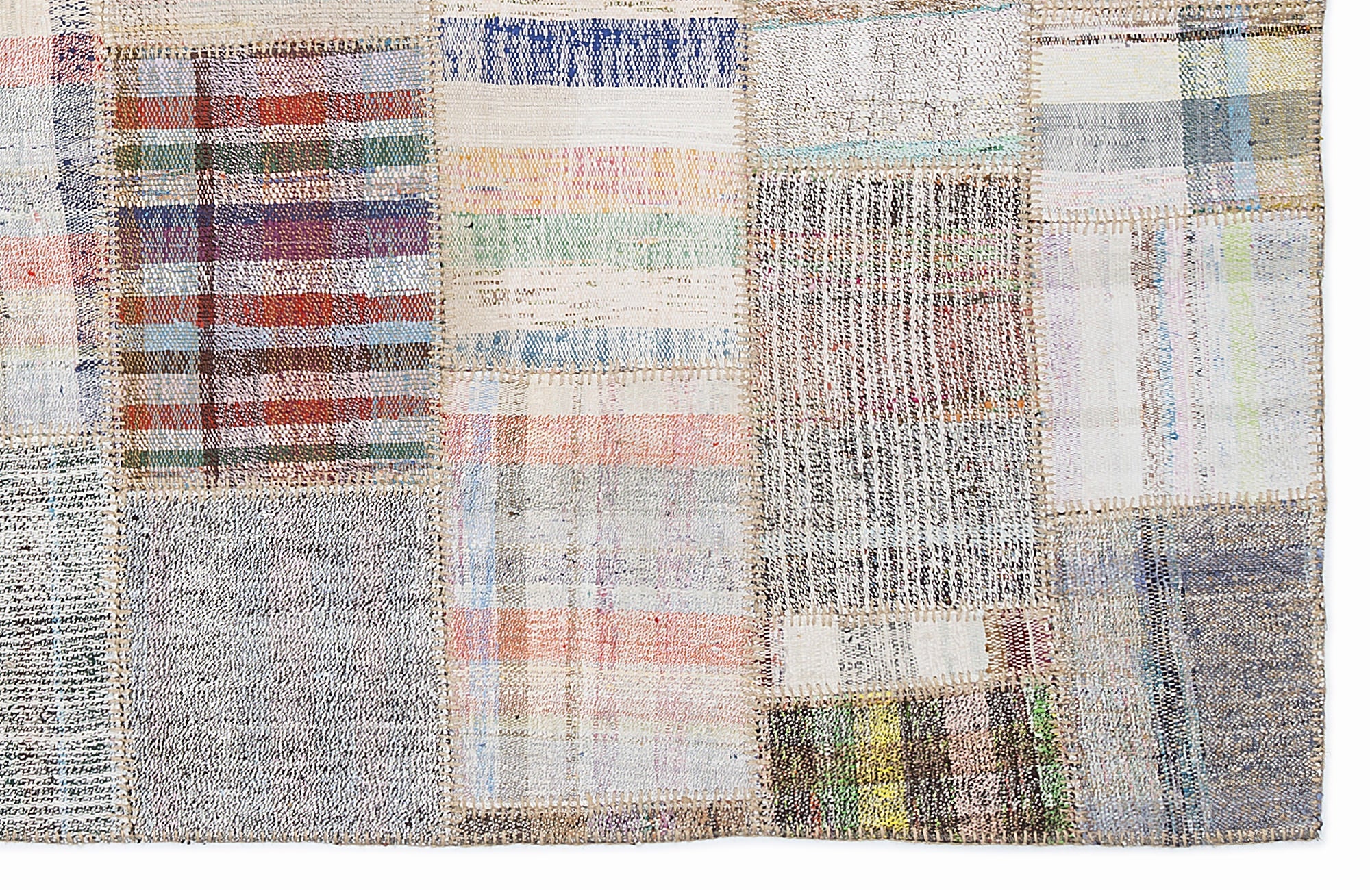Teselya 1040 Beige Striped Wool Handmade Area Rug 5'3" x 7'7"