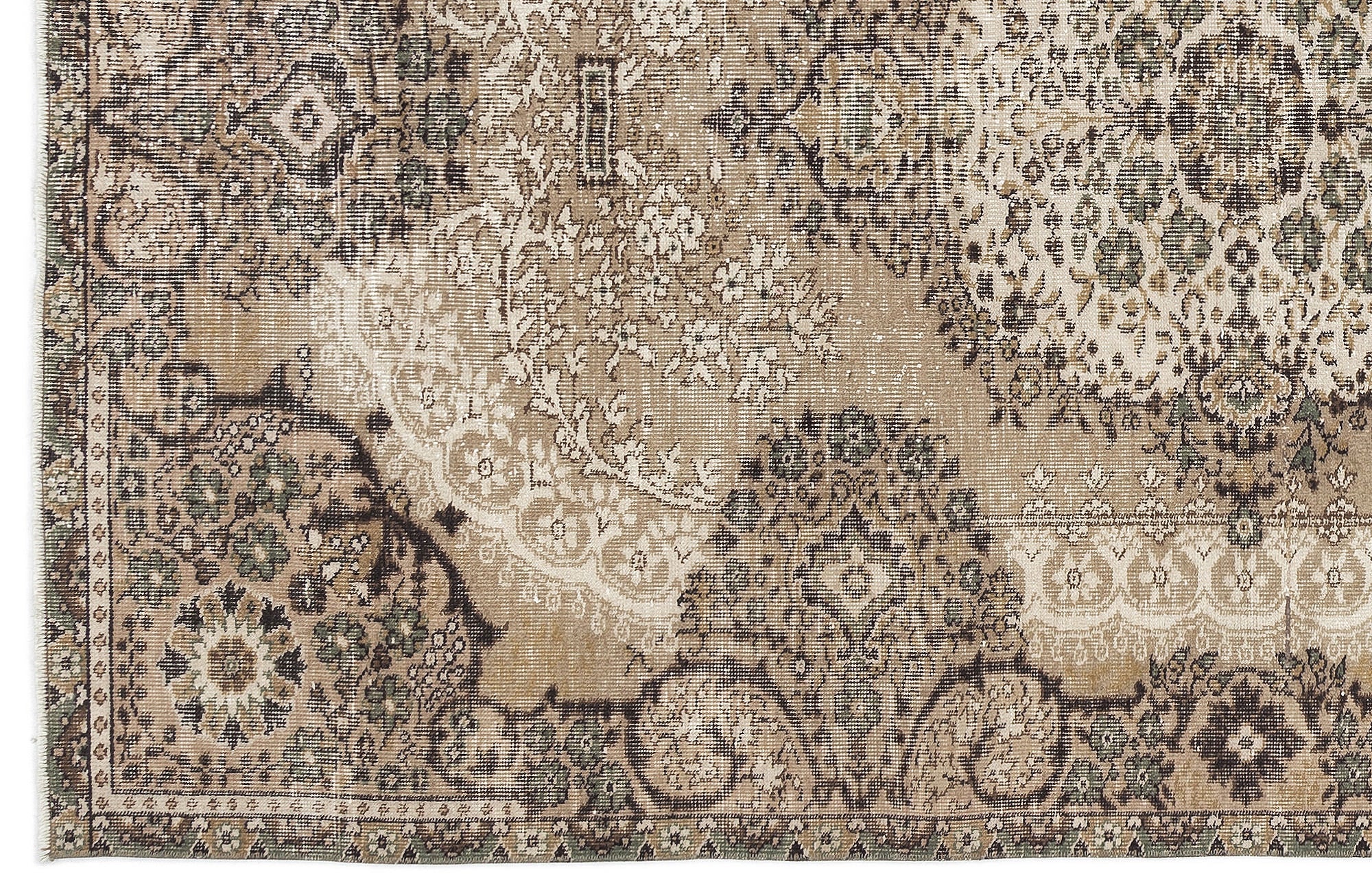 Atina Beige Vintage Wool Handmade Area Rug 5'5" x 8'1"