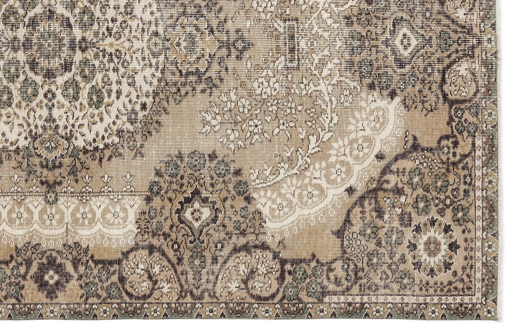 Atina Beige Vintage Wool Handmade Area Rug 5'5" x 8'1"
