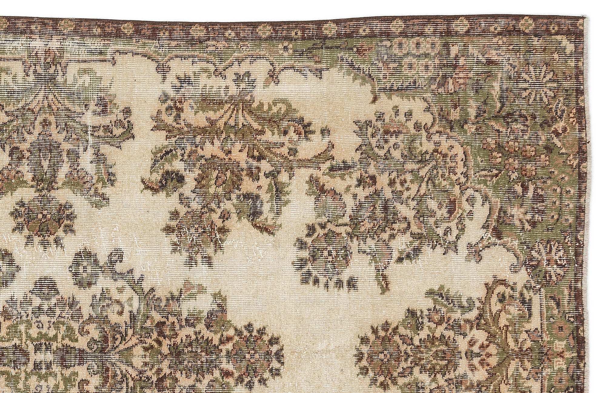 Atina Brown Vintage Wool Handmade Area Rug 5'7" x 8'6"