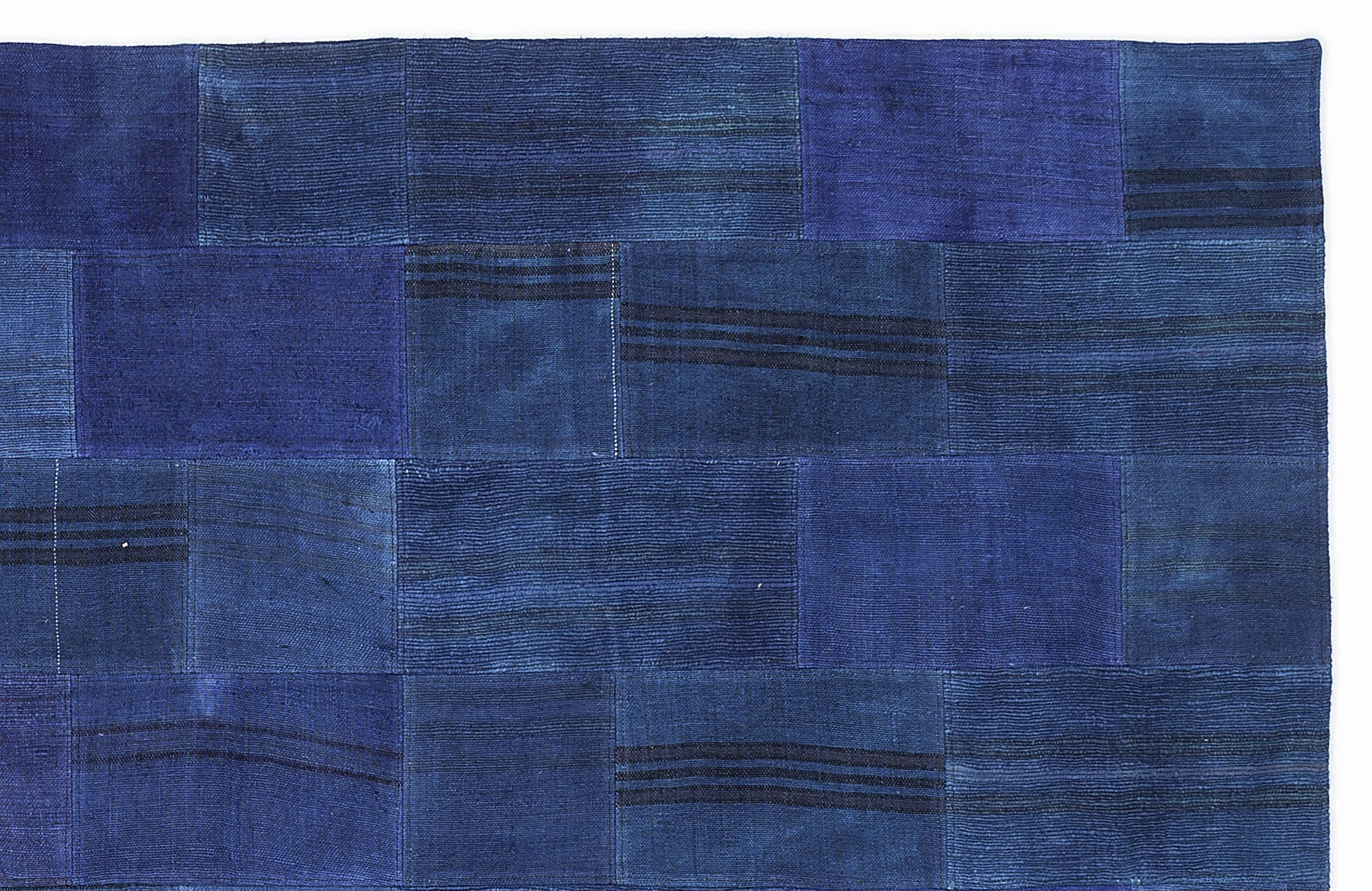 Teselya 1051 Blue Patchwork Wool Handmade Area Rug 5'3" x 7'7"