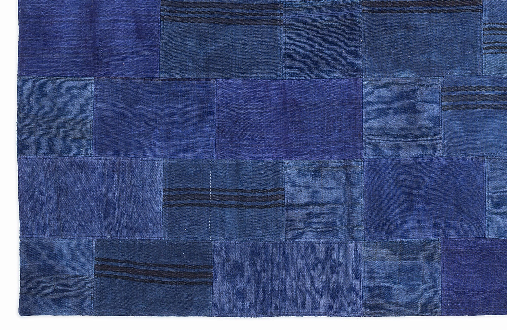 Teselya 1051 Blue Patchwork Wool Handmade Area Rug 5'3" x 7'7"