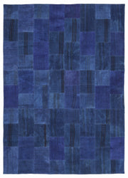 Teselya 1051 Blue Patchwork Wool Handmade Area Rug 5'3" x 7'7"