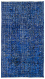 Atina Blue Vintage Wool Handmade Area Rug 5'5" x 9'7"