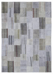 Teselya 1052 Beige Striped Wool Handmade Area Rug 5'3" x 7'7"