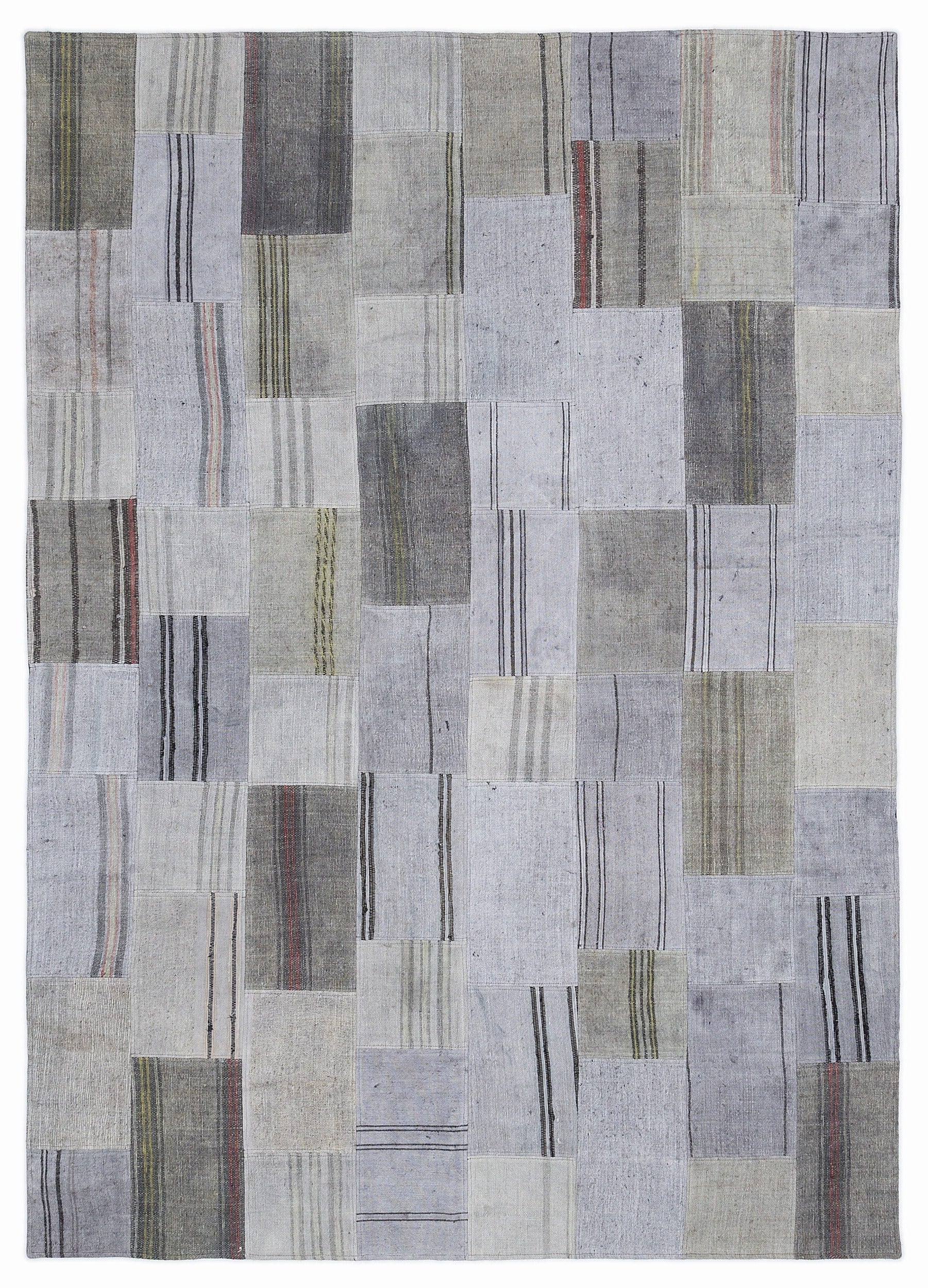 Teselya 1052 Beige Striped Wool Handmade Area Rug 5'3" x 7'7"