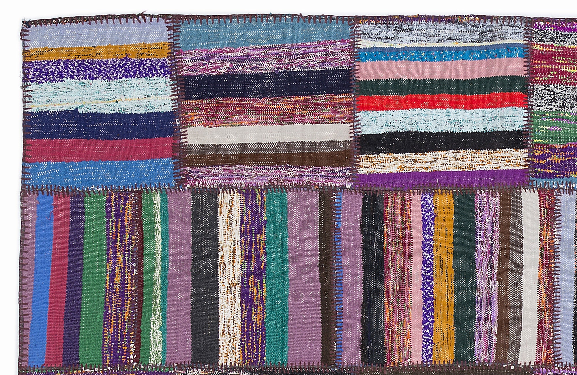 Teselya 1055 Beige Striped Wool Handmade Area Rug 5'3" x 7'7"