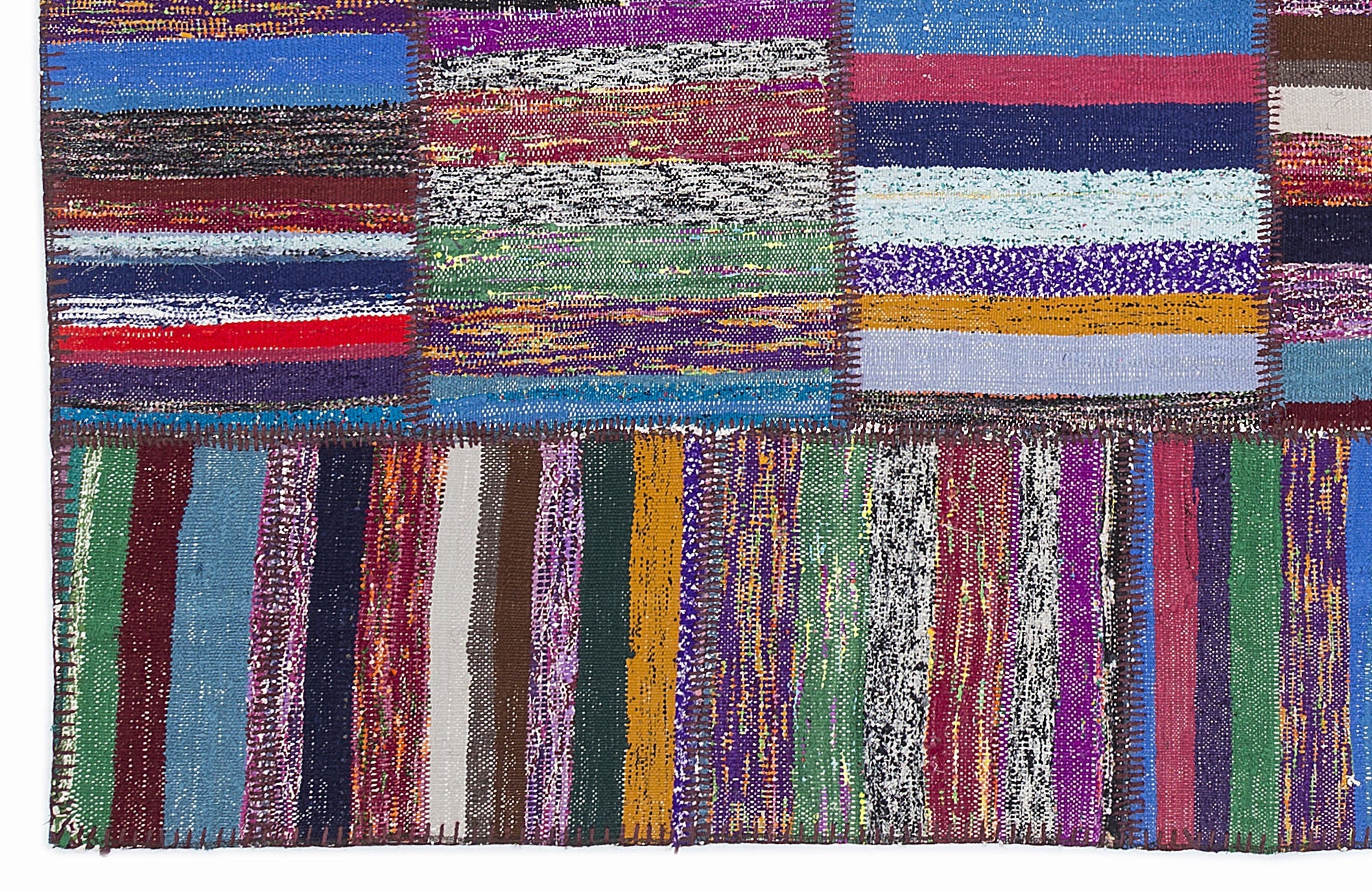 Teselya 1055 Beige Striped Wool Handmade Area Rug 5'3" x 7'7"