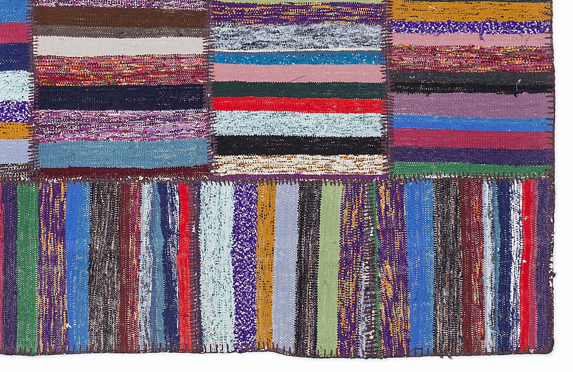 Teselya 1055 Beige Striped Wool Handmade Area Rug 5'3" x 7'7"