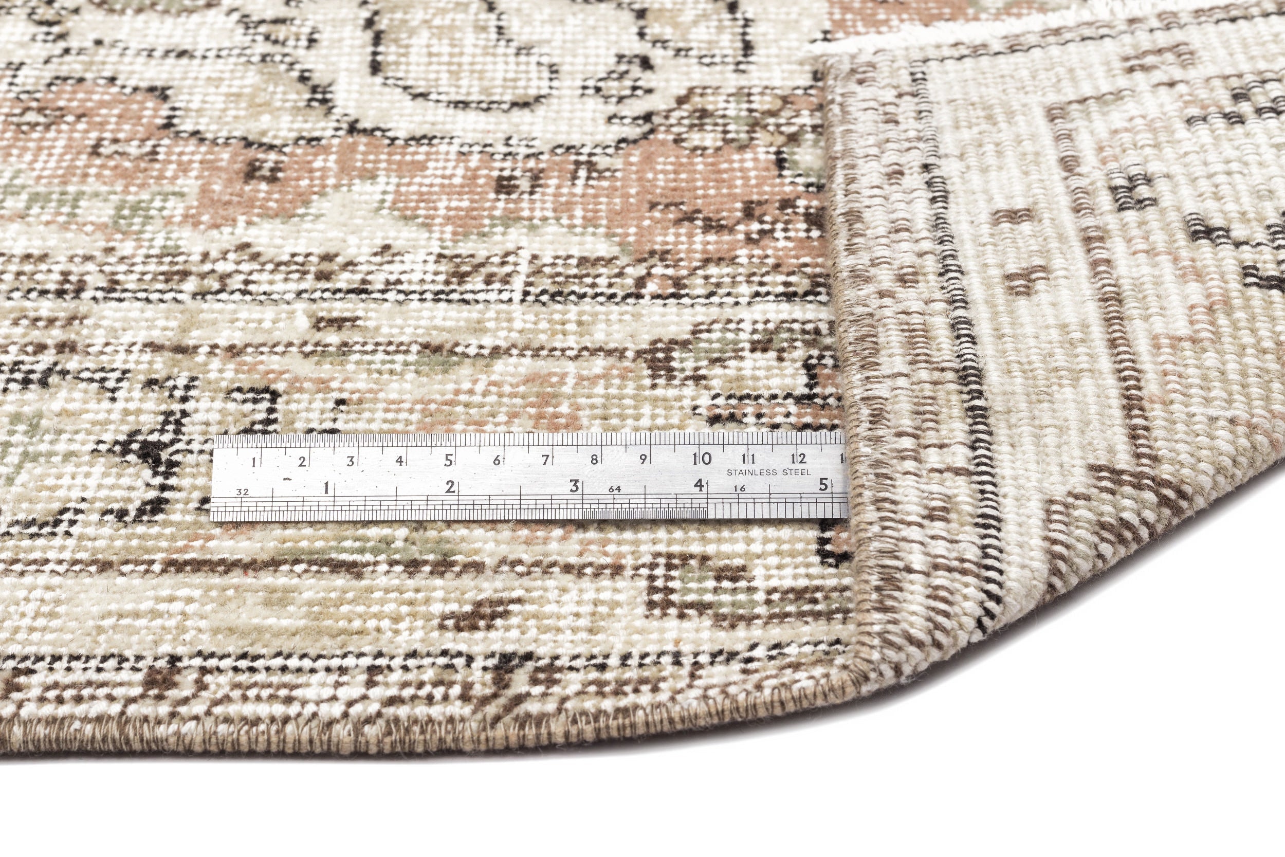 Atina Beige Vintage Wool Handmade Area Rug 5'8" x 9'5"