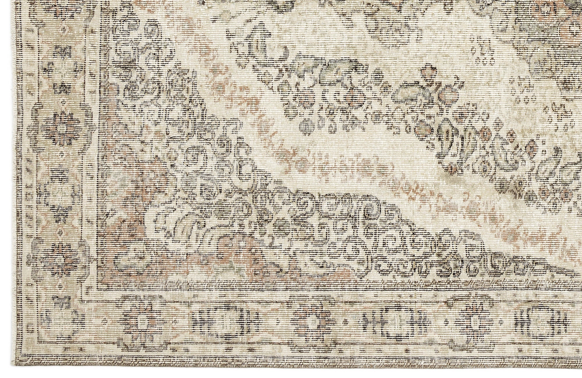 Atina Beige Vintage Wool Handmade Area Rug 5'8" x 9'5"