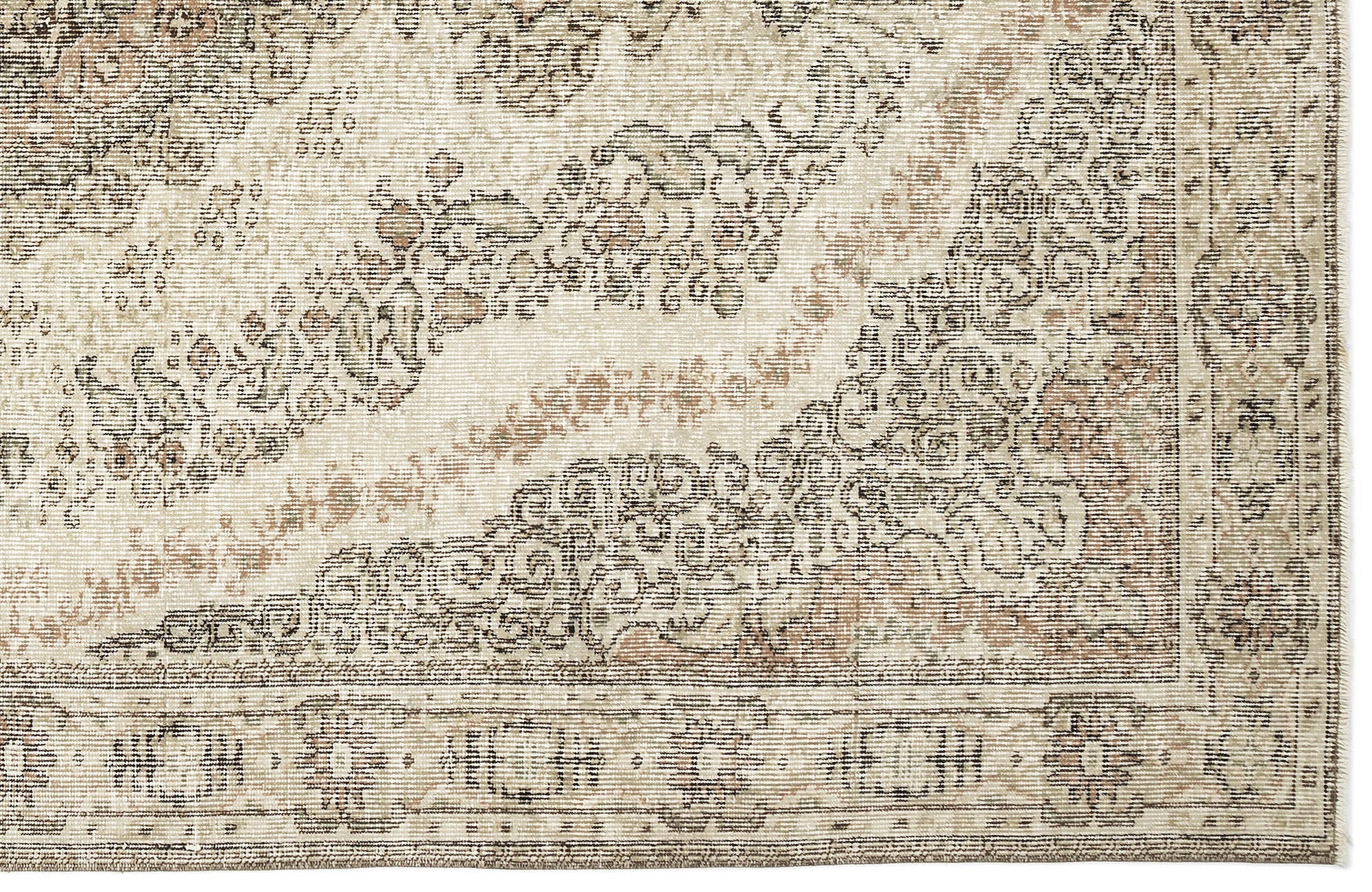 Atina Beige Vintage Wool Handmade Area Rug 5'8" x 9'5"