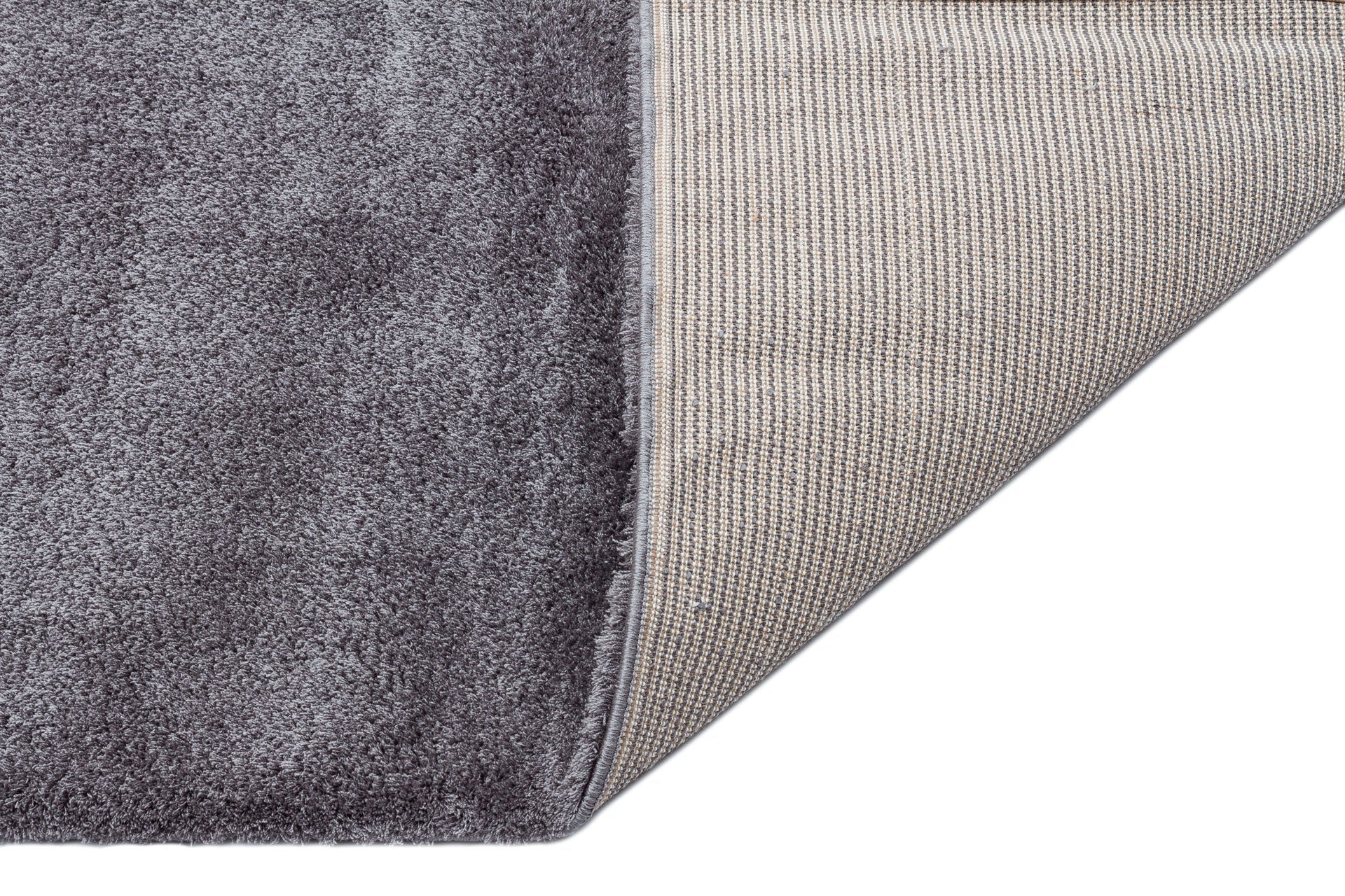 Modern Shaggy Rug - Anthracite Round Soft Textured Fluffy Pile Carpet