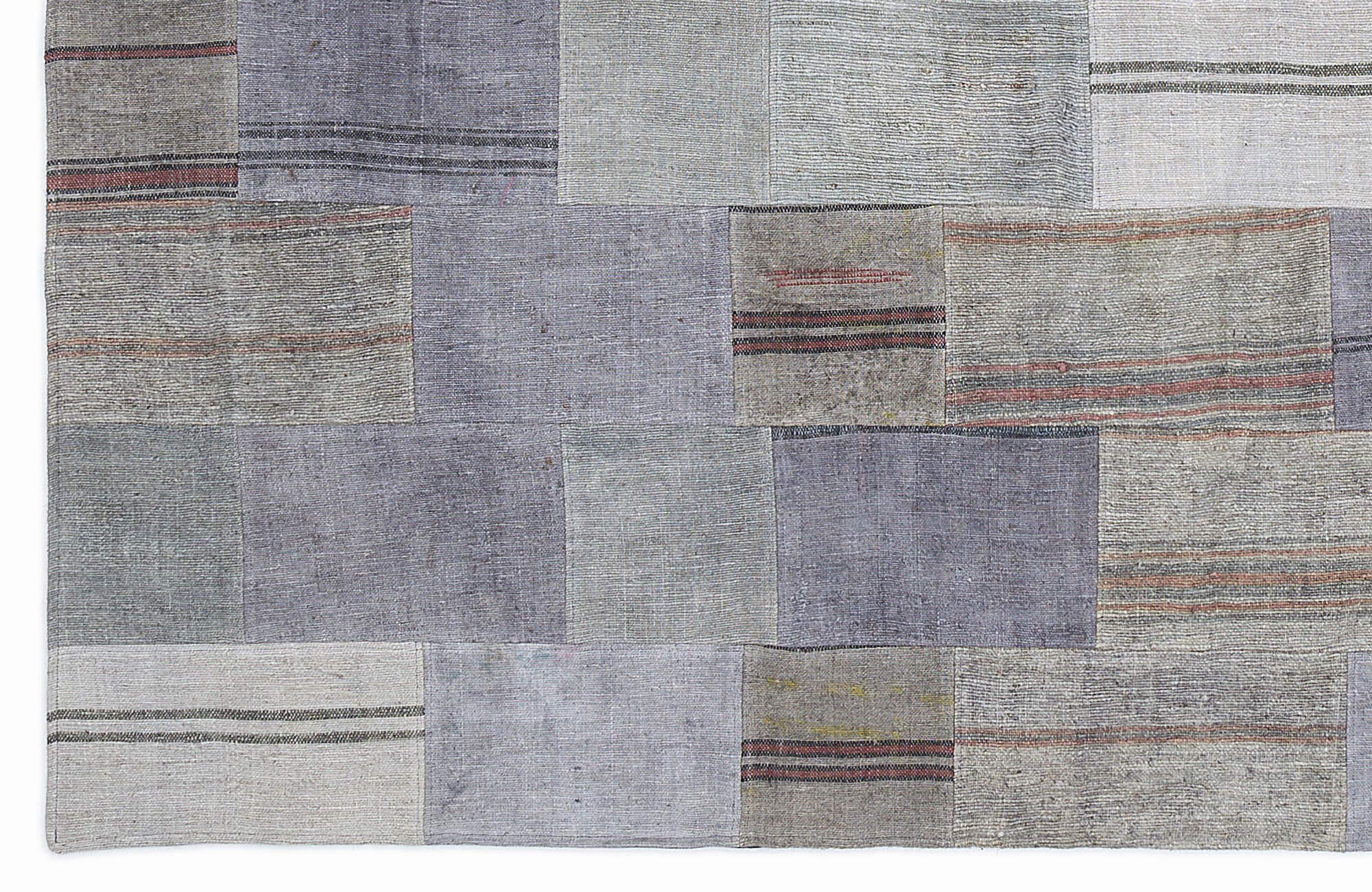 Teselya Blue Striped Wool Handmade Area Rug 5'3" x 7'7"