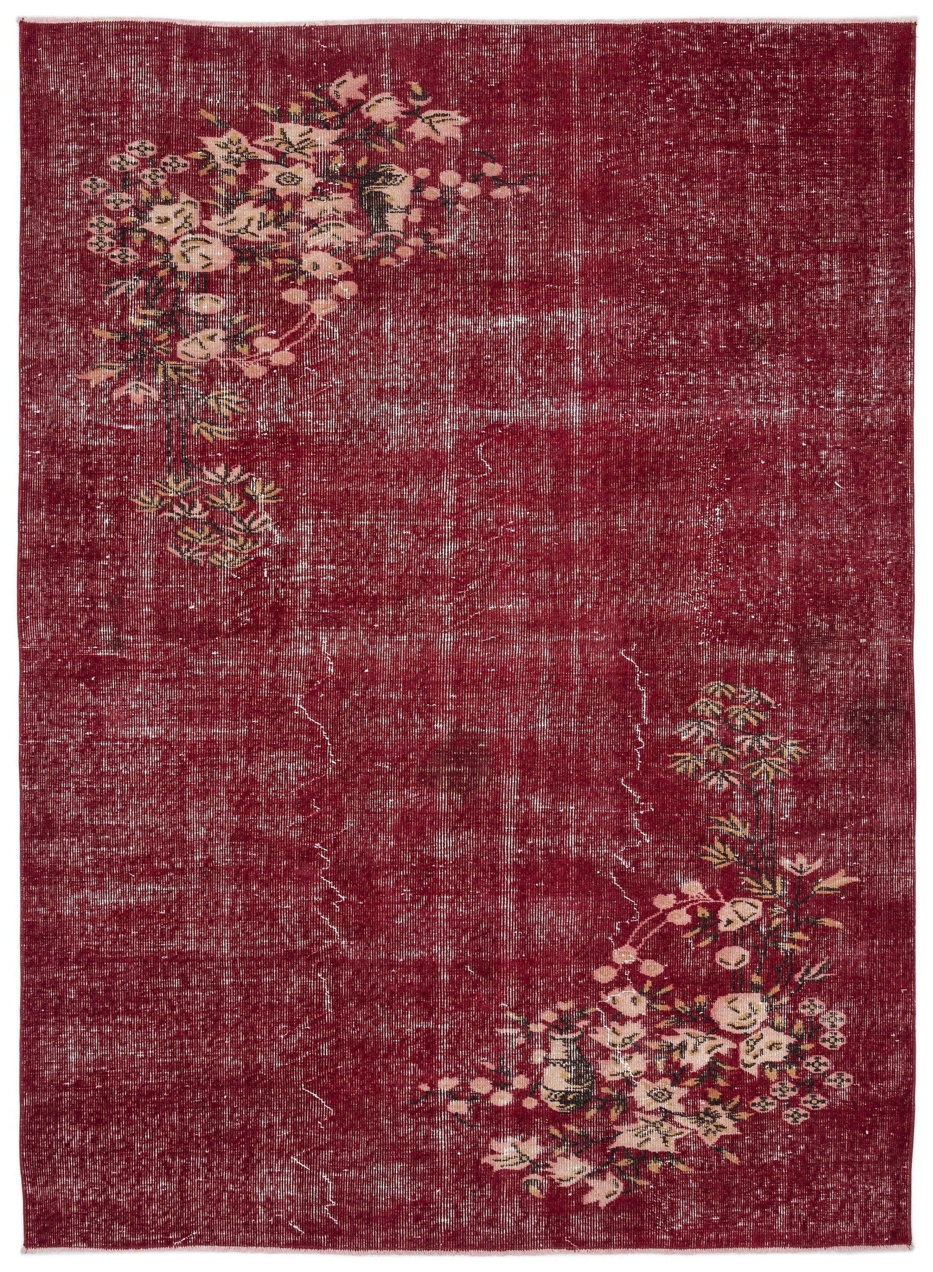 Atina Red Vintage Wool Handmade Area Rug 5'8" x 8'2"