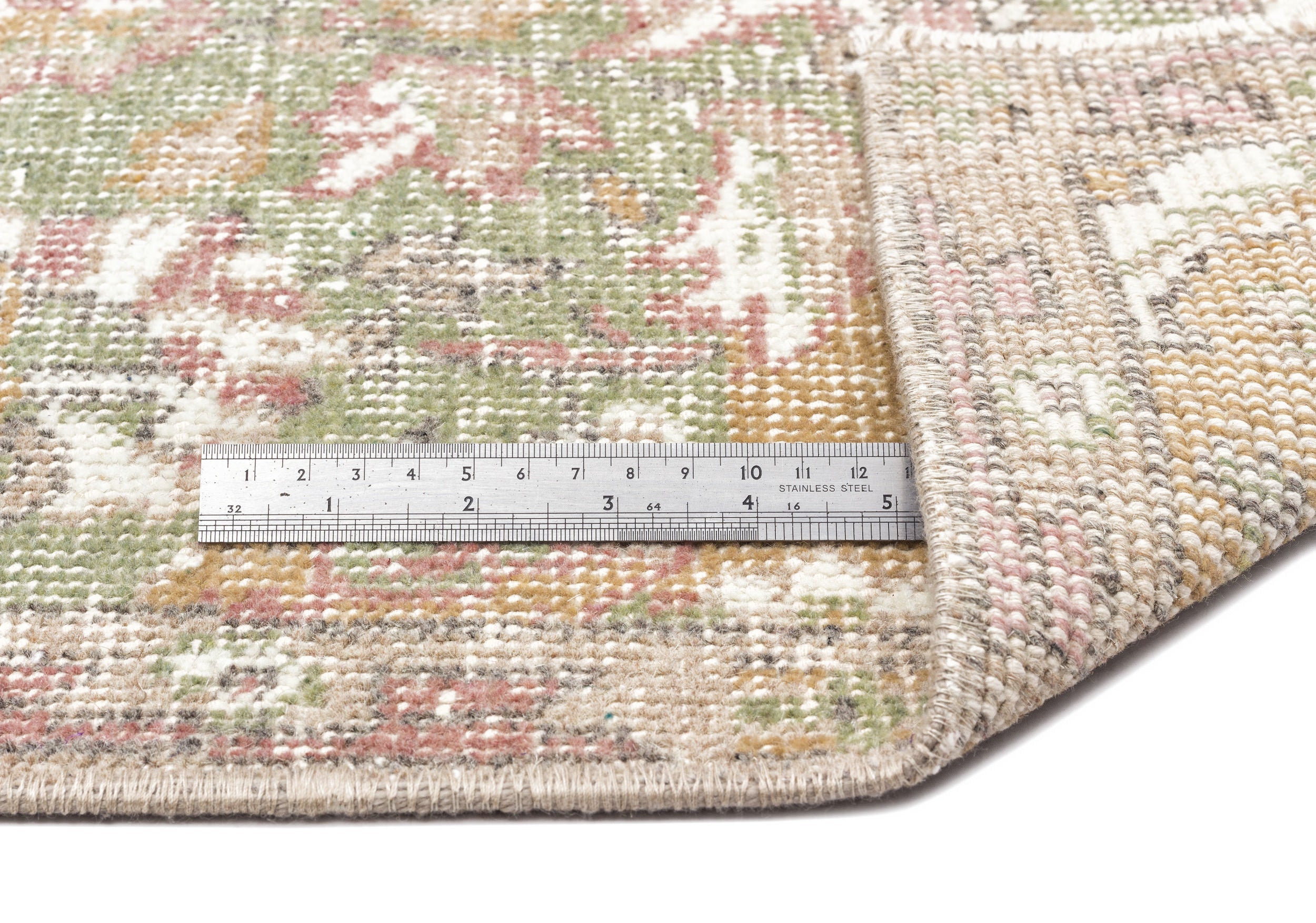 Atina Beige Vintage Wool Handmade Area Rug 6'4" x 10'2"
