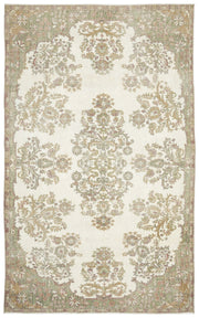 Atina Beige Vintage Wool Handmade Area Rug 6'4" x 10'2"