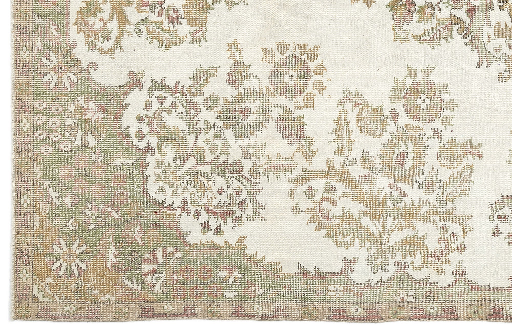 Atina Beige Vintage Wool Handmade Area Rug 6'4" x 10'2"