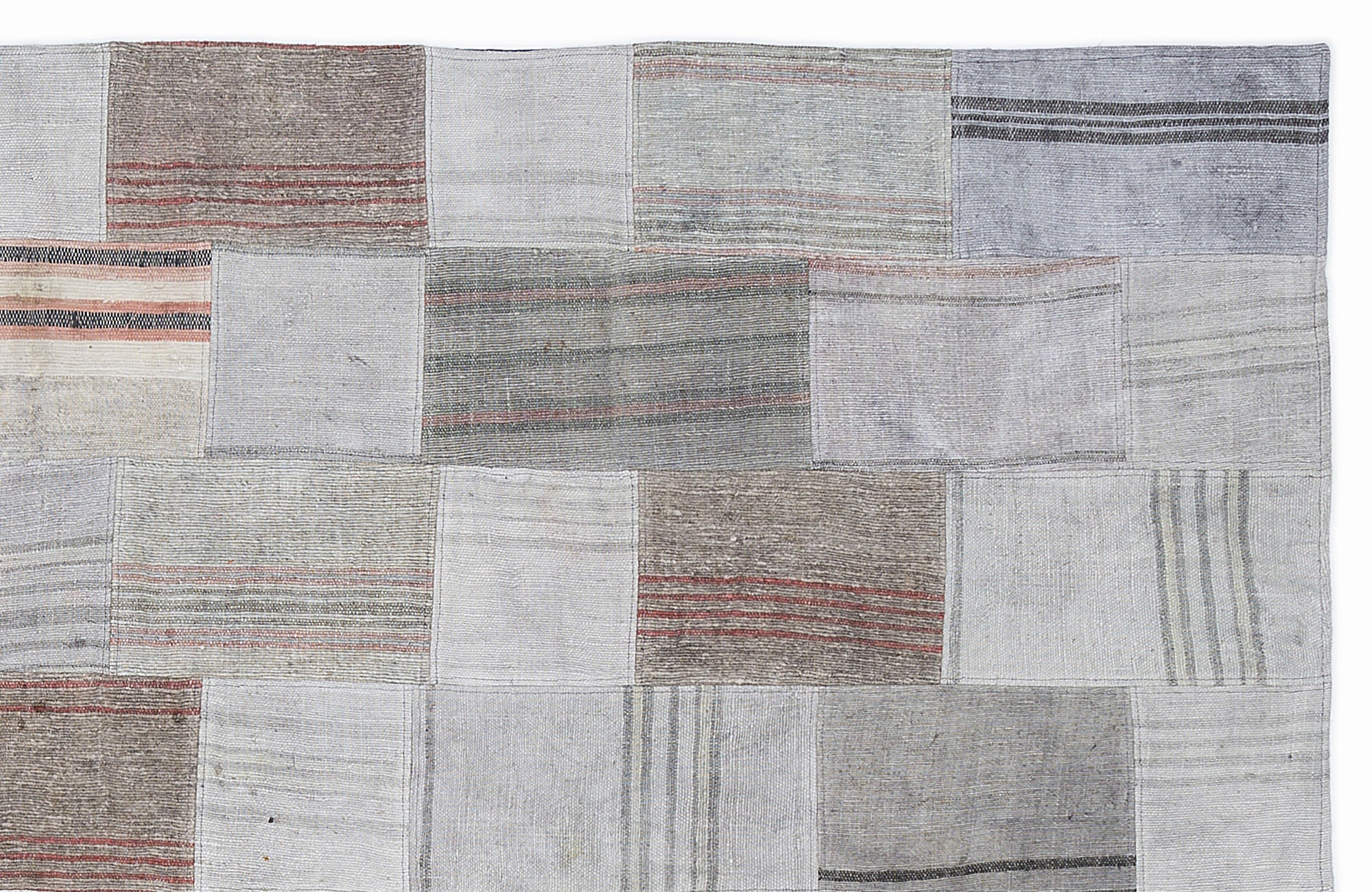 Teselya 1061 Beige Striped Wool Handmade Area Rug 5'3" x 7'7"