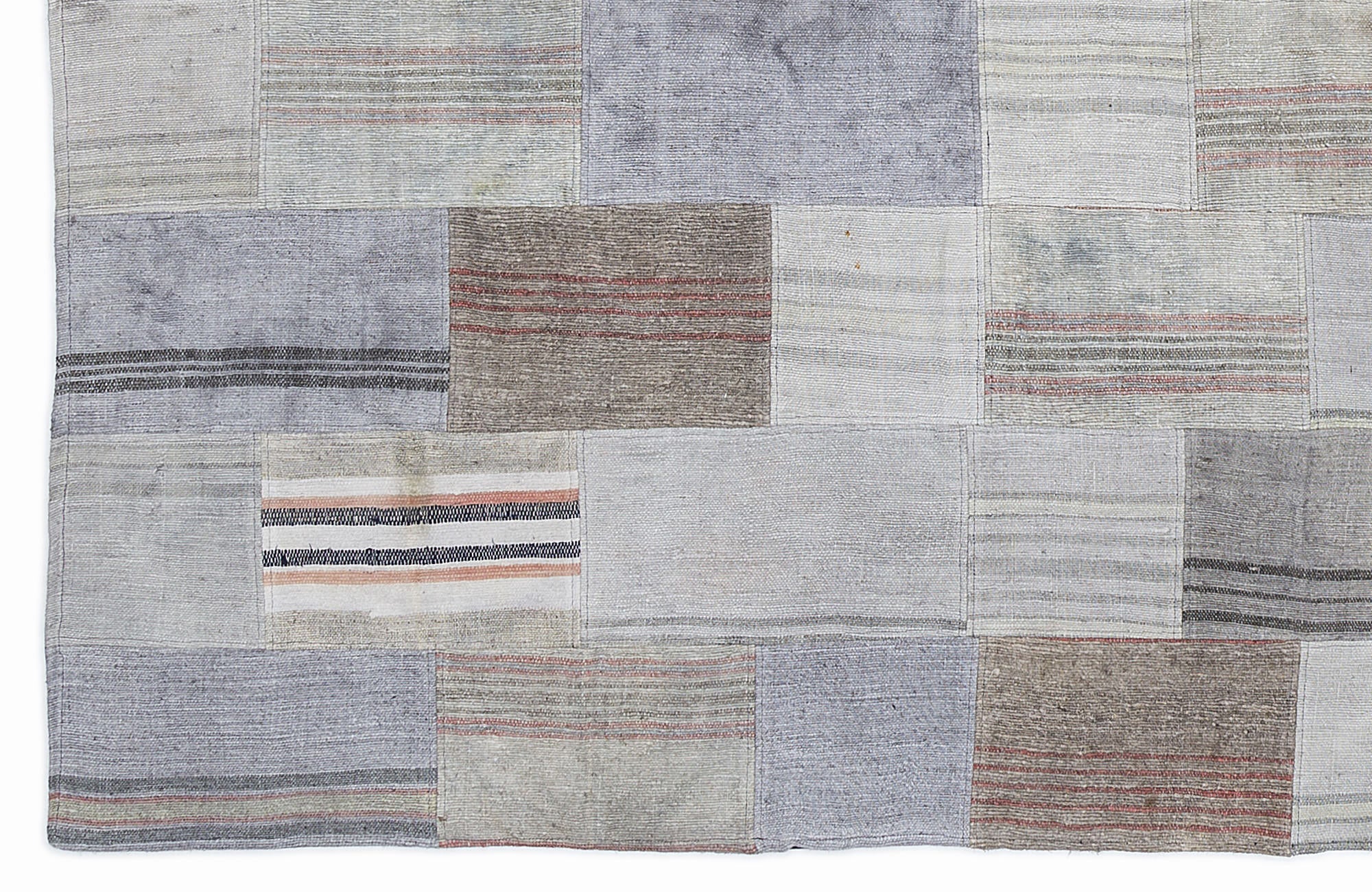 Teselya 1061 Beige Striped Wool Handmade Area Rug 5'3" x 7'7"