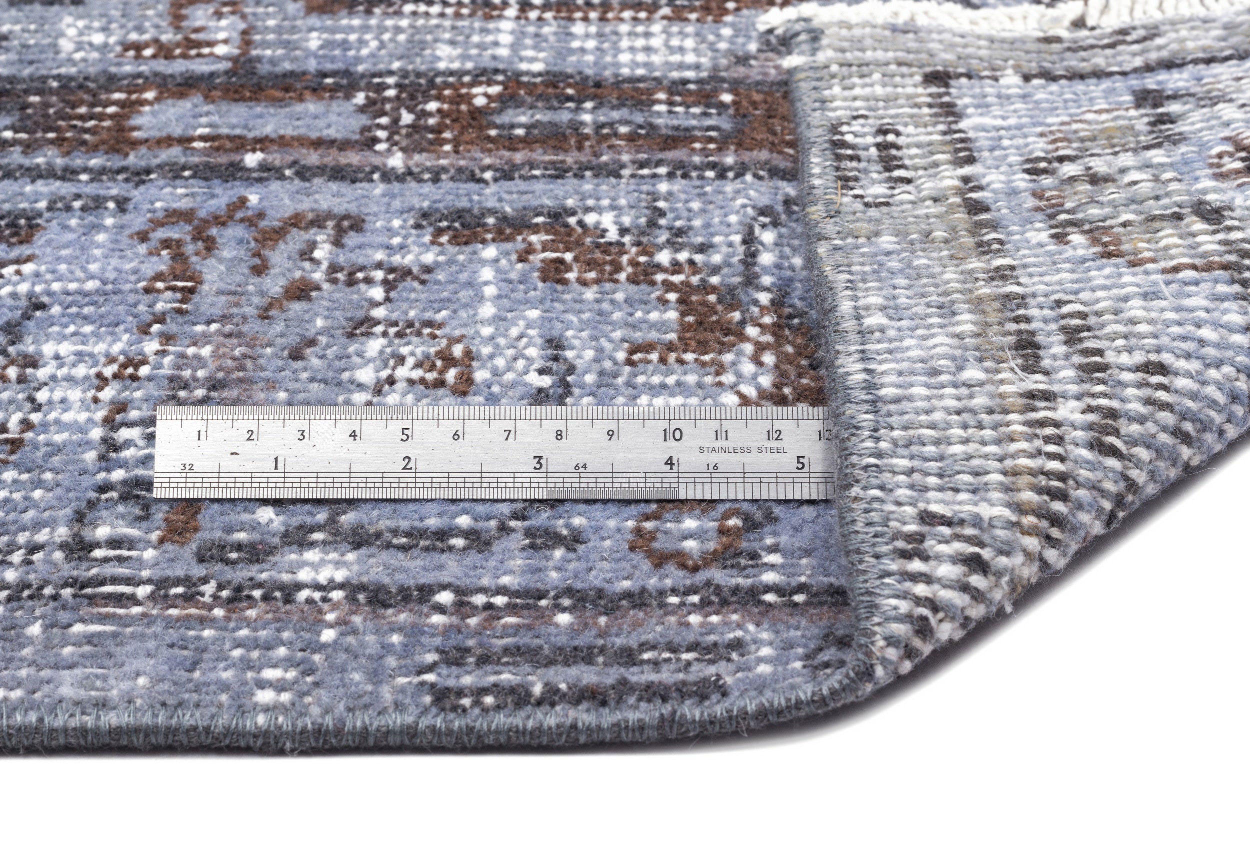 Atina Blue Vintage Wool Handmade Area Rug 5'3" x 8'10"