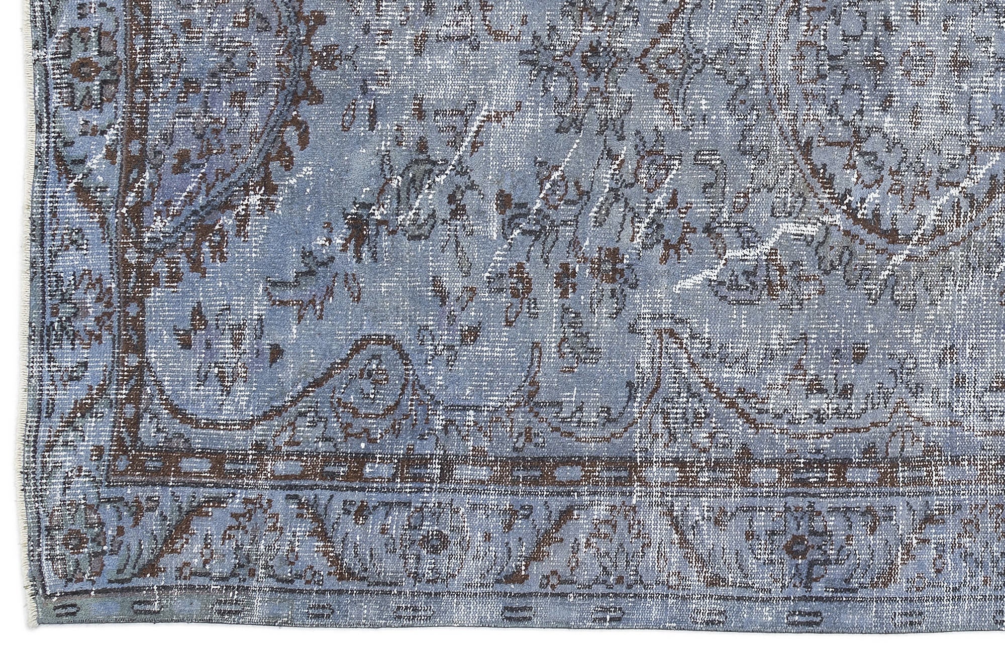 Atina Blue Vintage Wool Handmade Area Rug 5'3" x 8'10"