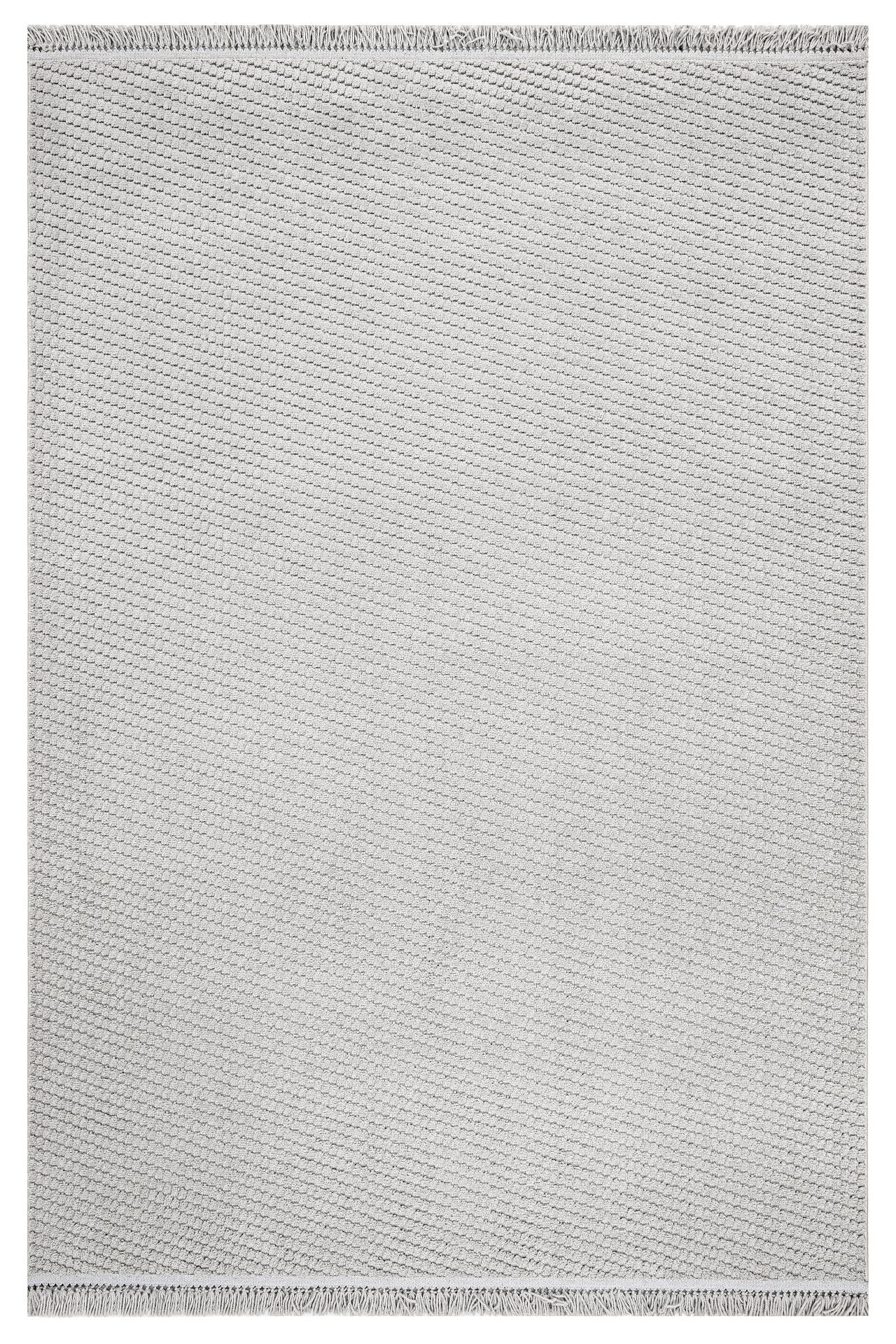 Grey Striped Area Rug - Machine Made Rug with 7 mm Pile Height & Overlock Edge
