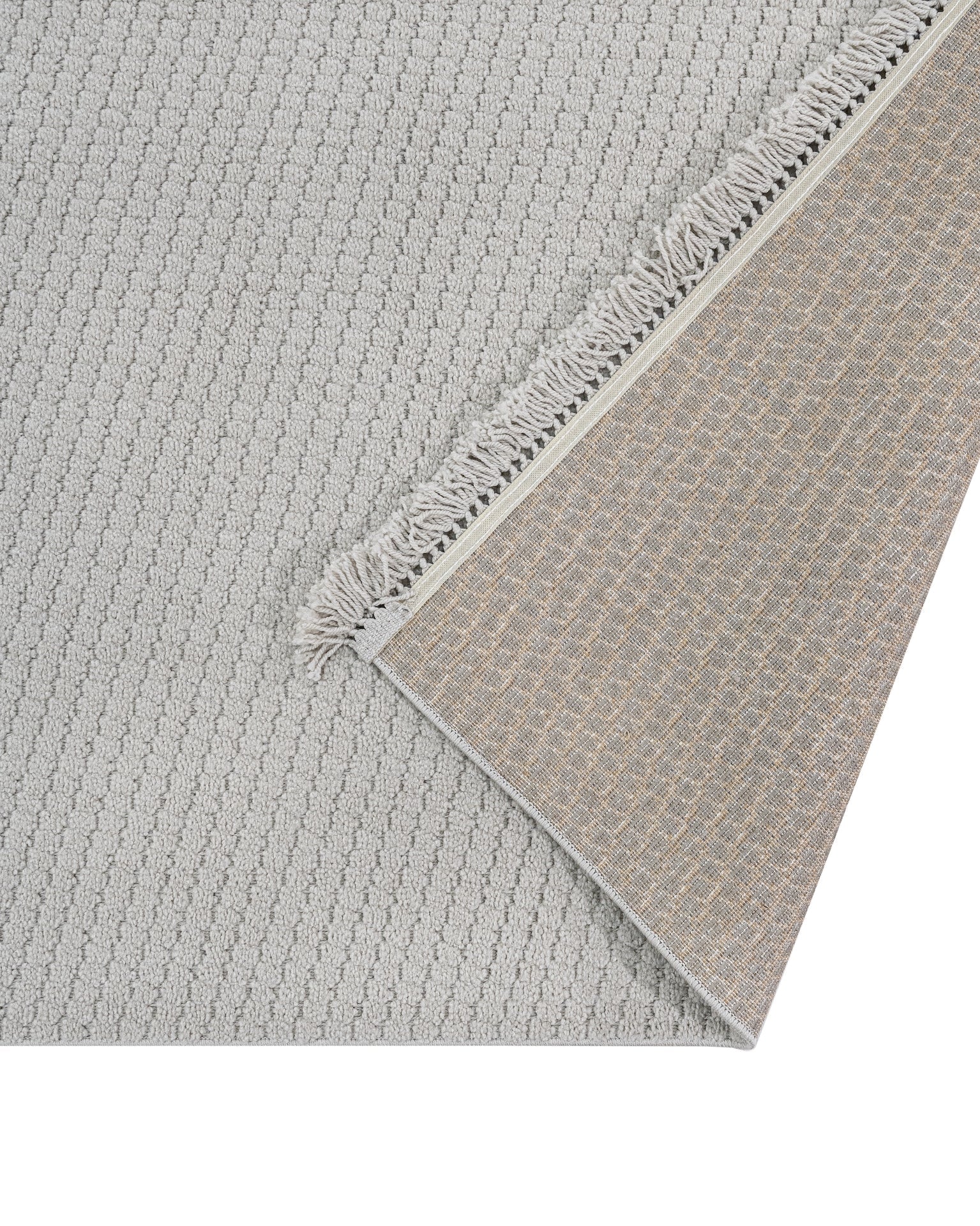 Grey Striped Area Rug - Machine Made Rug with 7 mm Pile Height & Overlock Edge