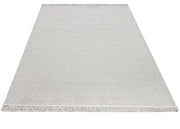 Grey Striped Area Rug - Machine Made Rug with 7 mm Pile Height & Overlock Edge