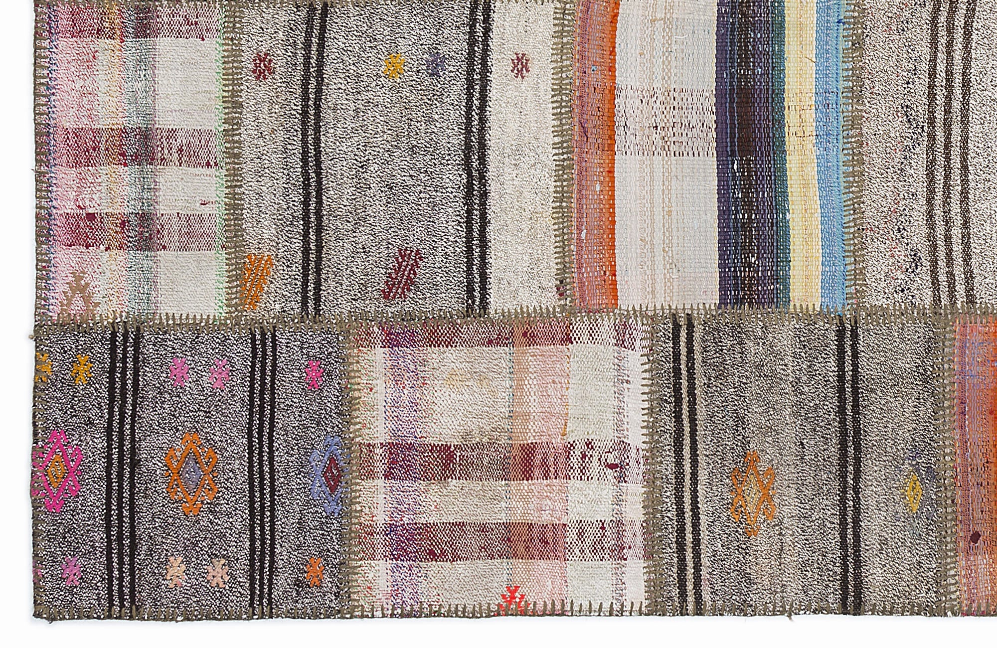 Teselya 1063 Beige Striped Wool Handmade Area Rug 5'3" x 7'7"