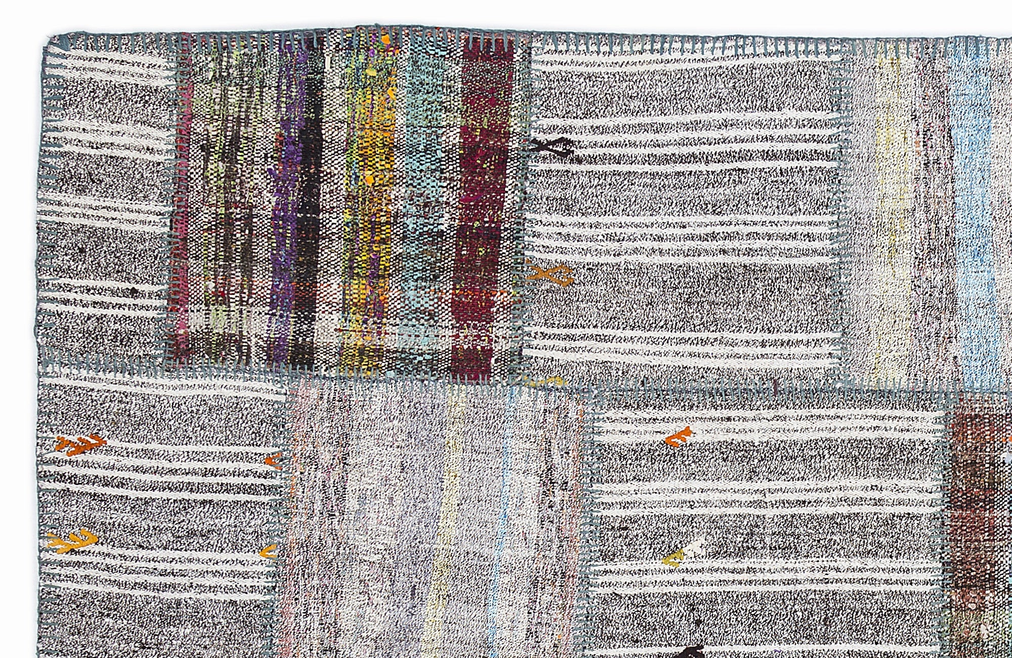 Teselya 1064 Brown Striped Wool Handmade Area Rug 5'3" x 7'7"