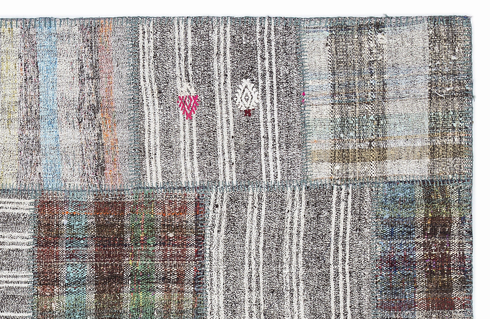 Teselya 1064 Brown Striped Wool Handmade Area Rug 5'3" x 7'7"