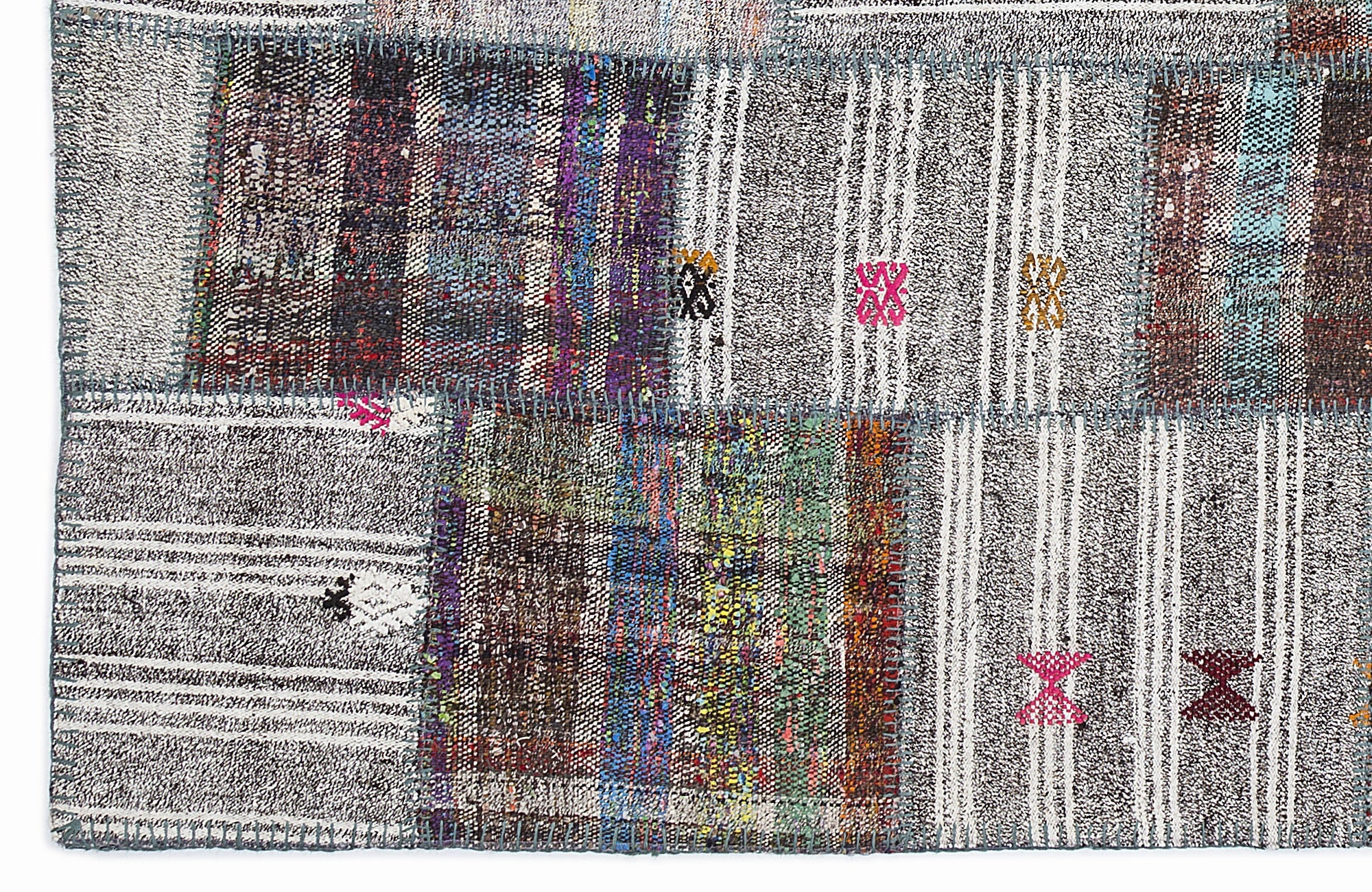 Teselya 1064 Brown Striped Wool Handmade Area Rug 5'3" x 7'7"