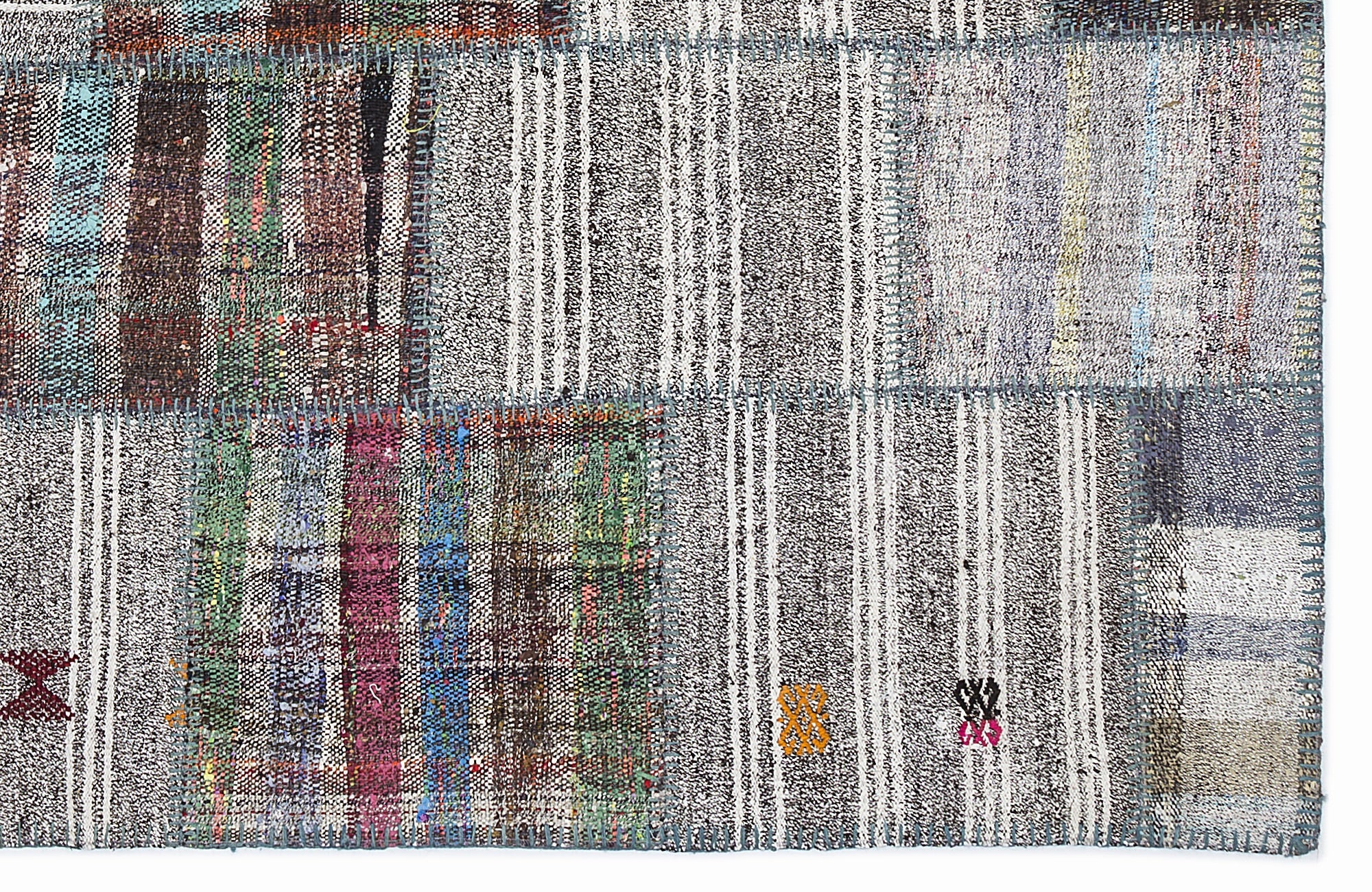 Teselya 1064 Brown Striped Wool Handmade Area Rug 5'3" x 7'7"