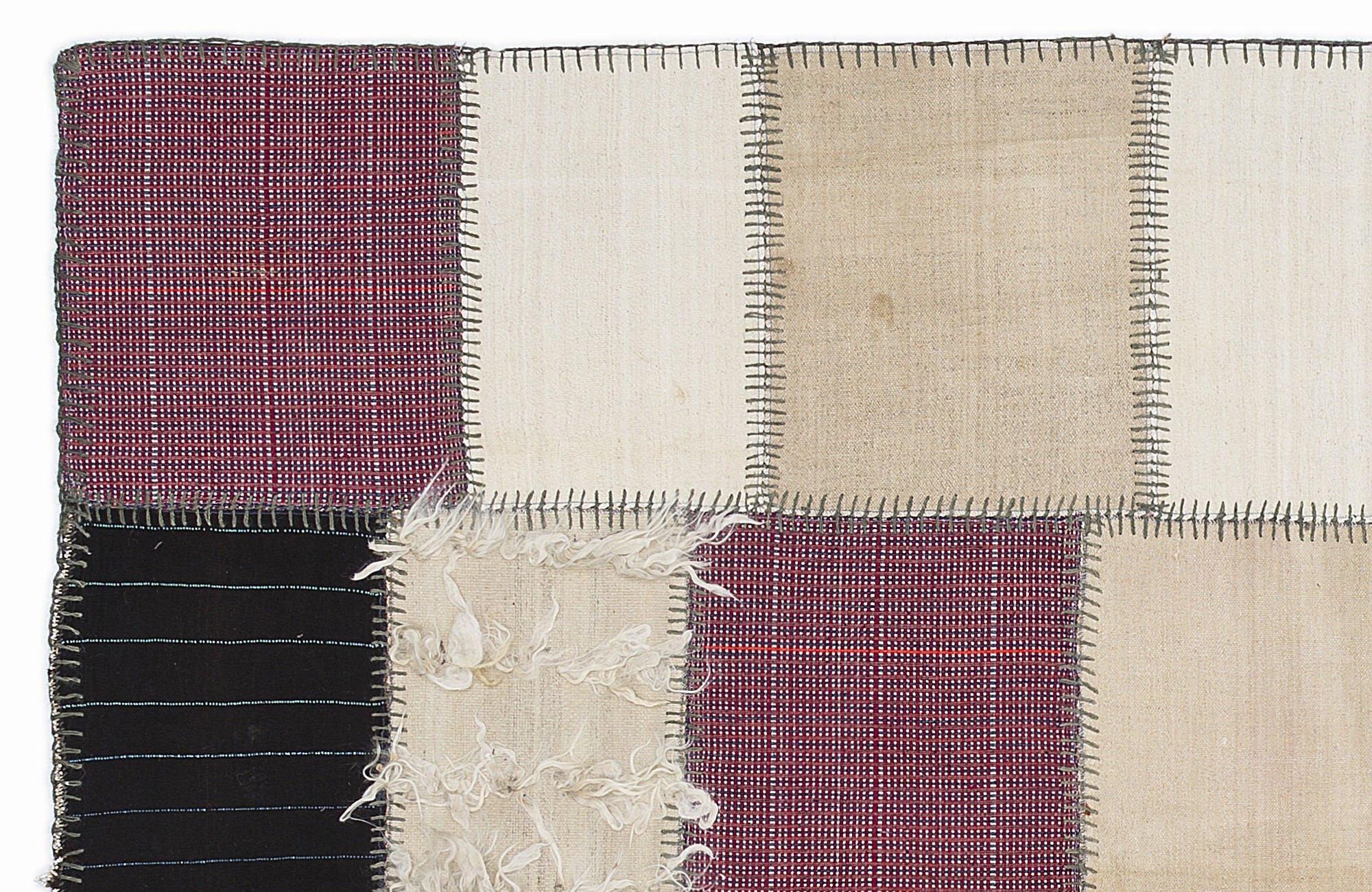 Teselya 1065 Multy Patchwork Wool Handmade Area Rug 5'3" x 7'7"