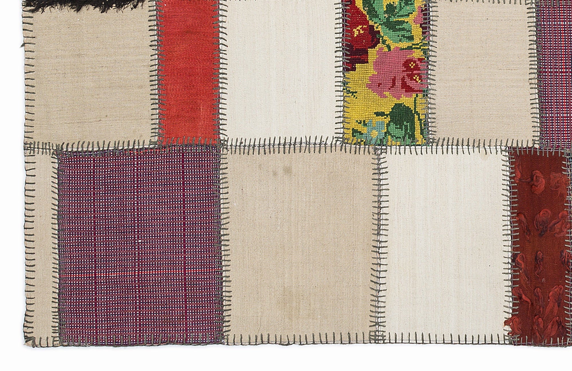 Teselya 1065 Multy Patchwork Wool Handmade Area Rug 5'3" x 7'7"