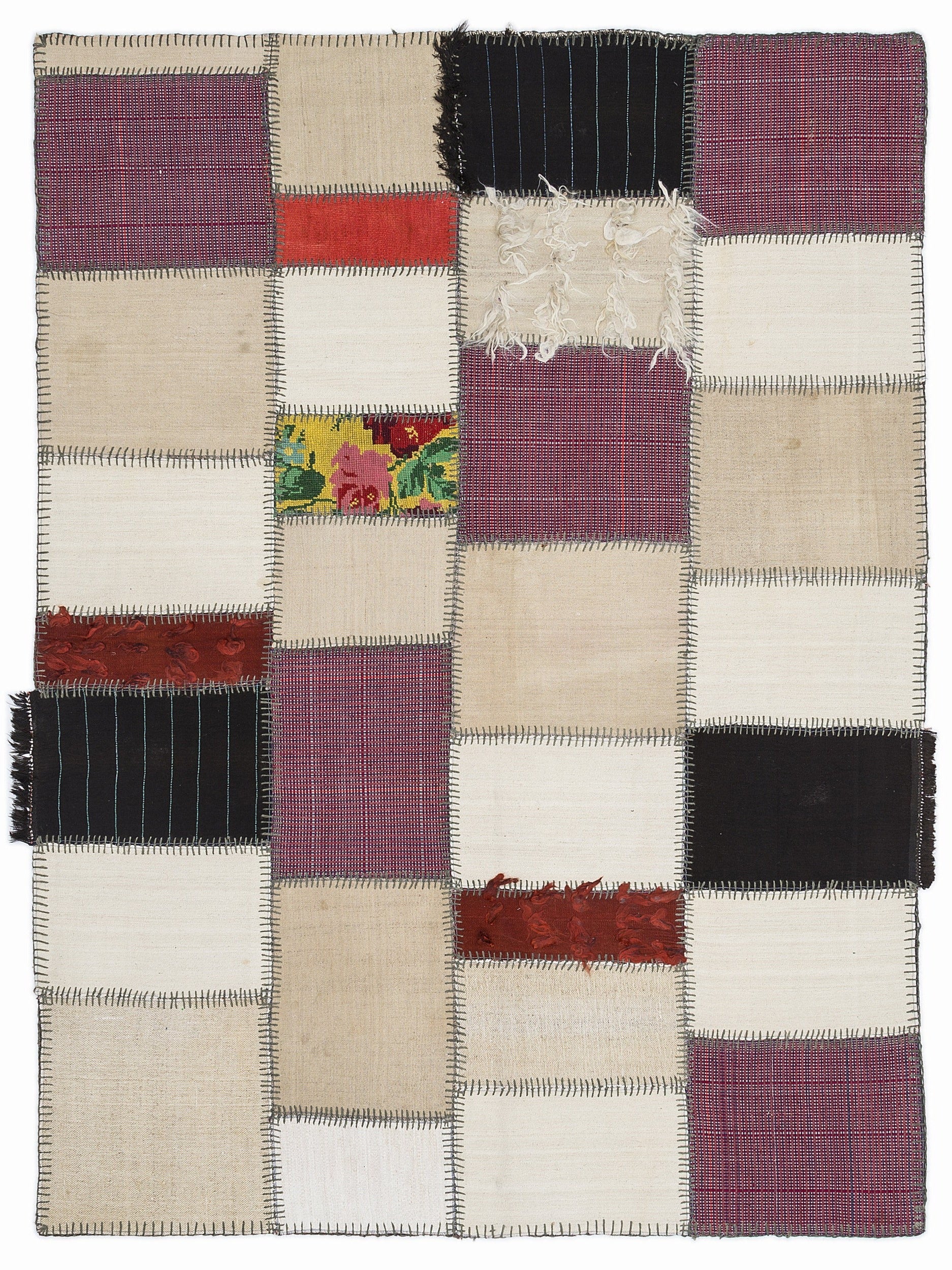Teselya 1065 Multy Patchwork Wool Handmade Area Rug 5'3" x 7'7"
