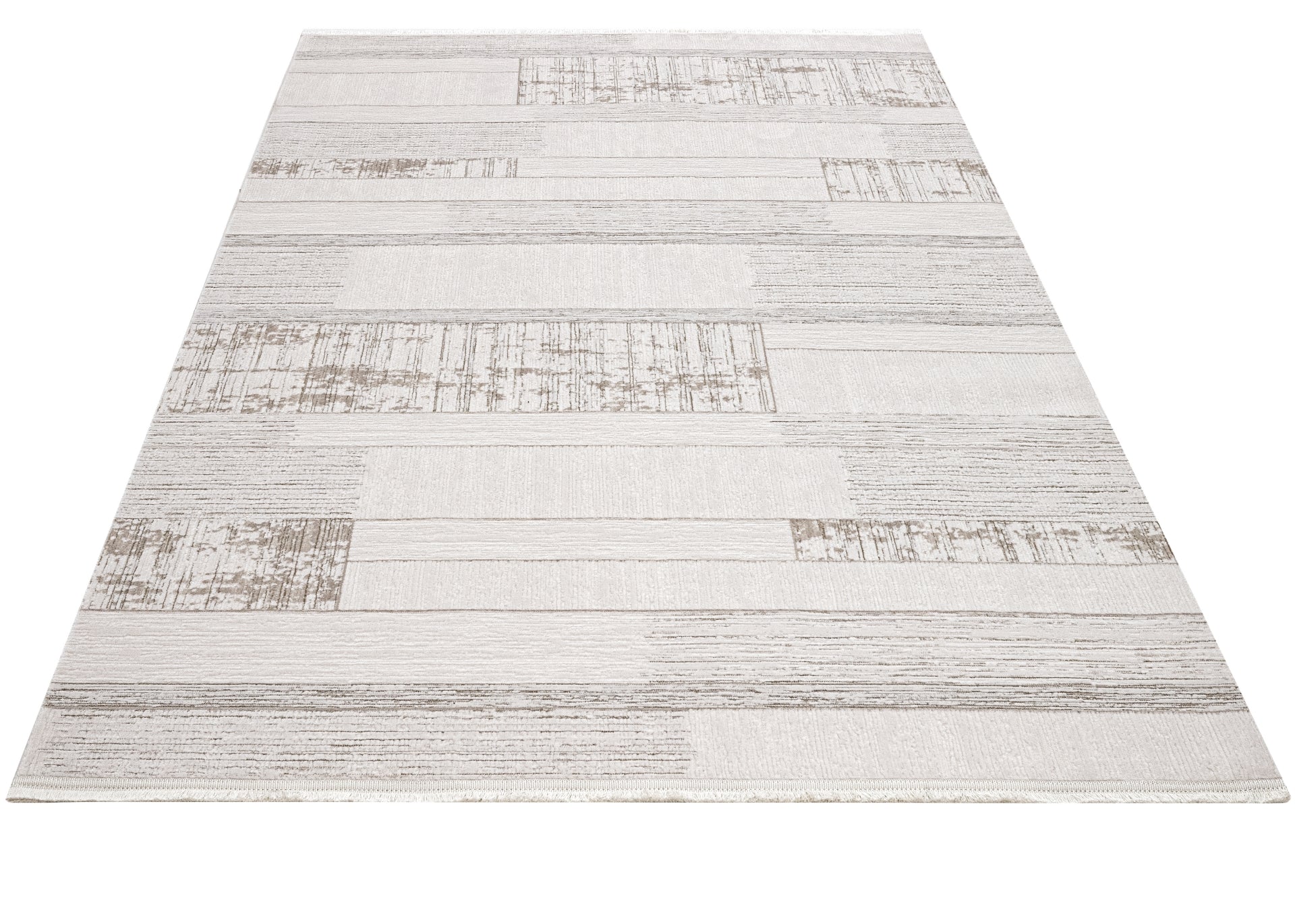 Beige Striped Area Rug – Machine Made Rug with 8mm Pile Height & Overlock Edge