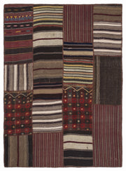 Teselya 1070 Brown Vintage Wool Handmade Area Rug 5'3" x 7'7"