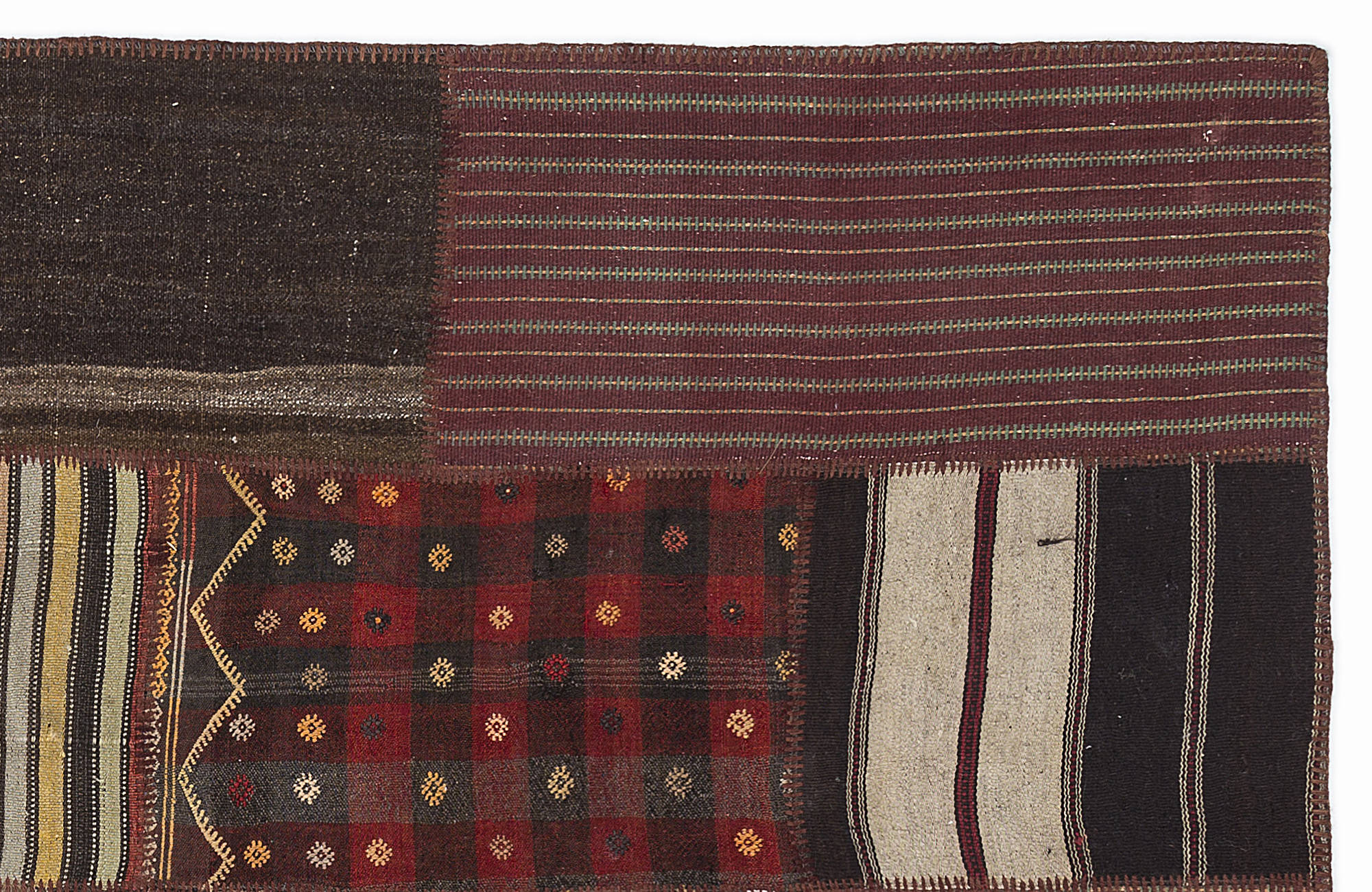 Teselya 1070 Brown Vintage Wool Handmade Area Rug 5'3" x 7'7"